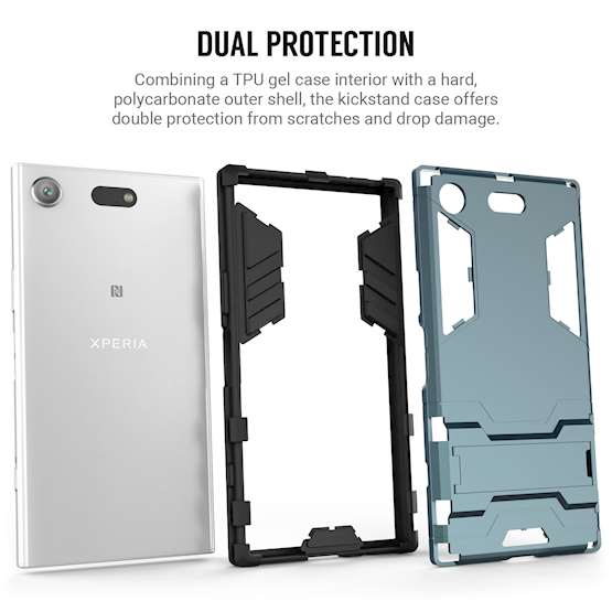 Sony Xperia XZ1 Compact Case, Extreme Heavy Duty Armour Case For The Sony Xperia XZ1 Compact | Shockproof Dual Layer Full Body Cover | Drop and Impact Protection - Steel Blue