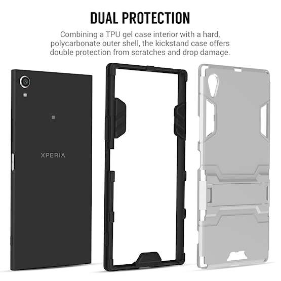Sony Xperia XA1 Plus Case, Extreme Heavy Duty Armour Case For The Sony Xperia XA1 Plus | Shockproof Dual Layer Full Body Cover | Drop and Impact Protection - Silver