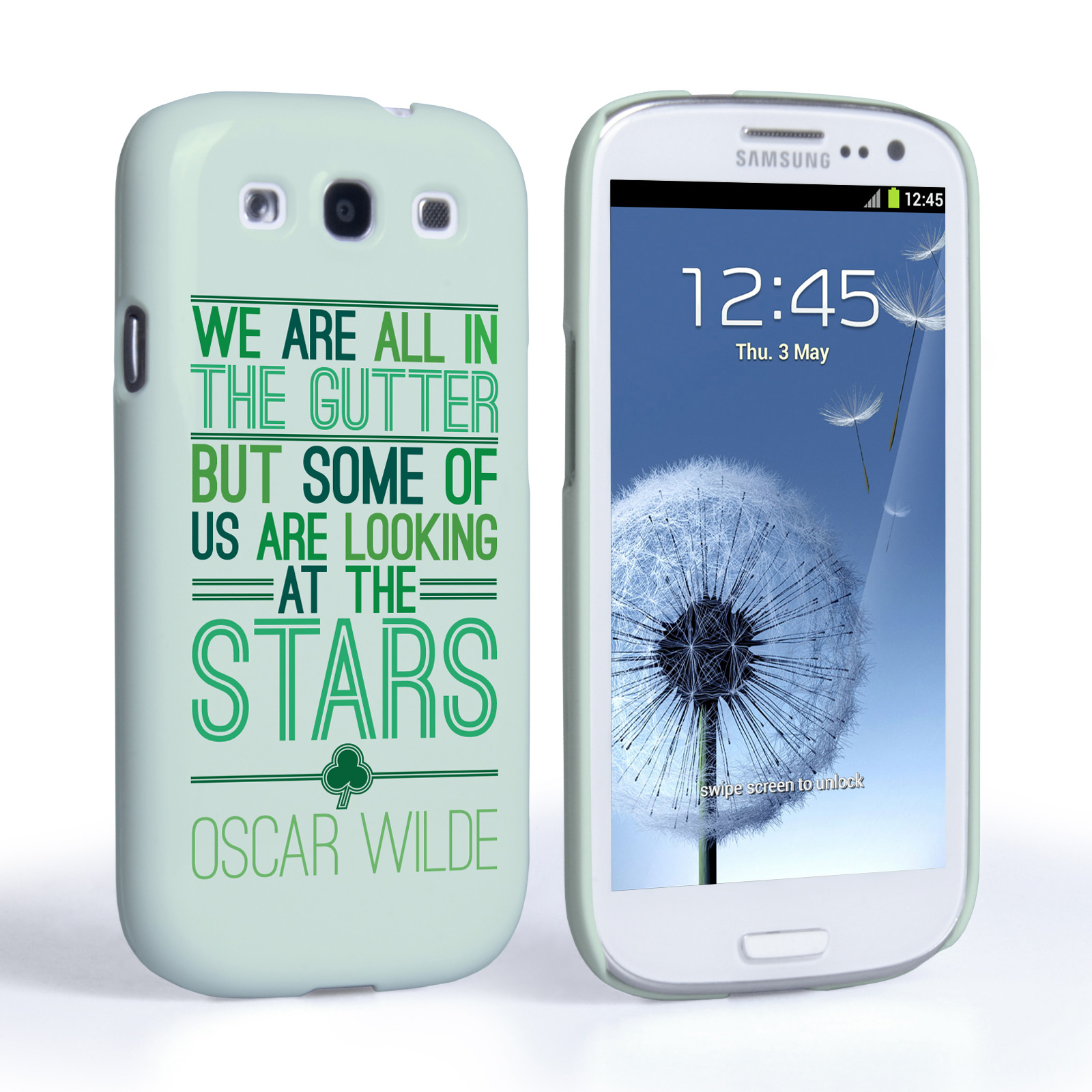 Caseflex Samsung Galaxy S3 Wilde Stars Quote Hard Case White and Green
