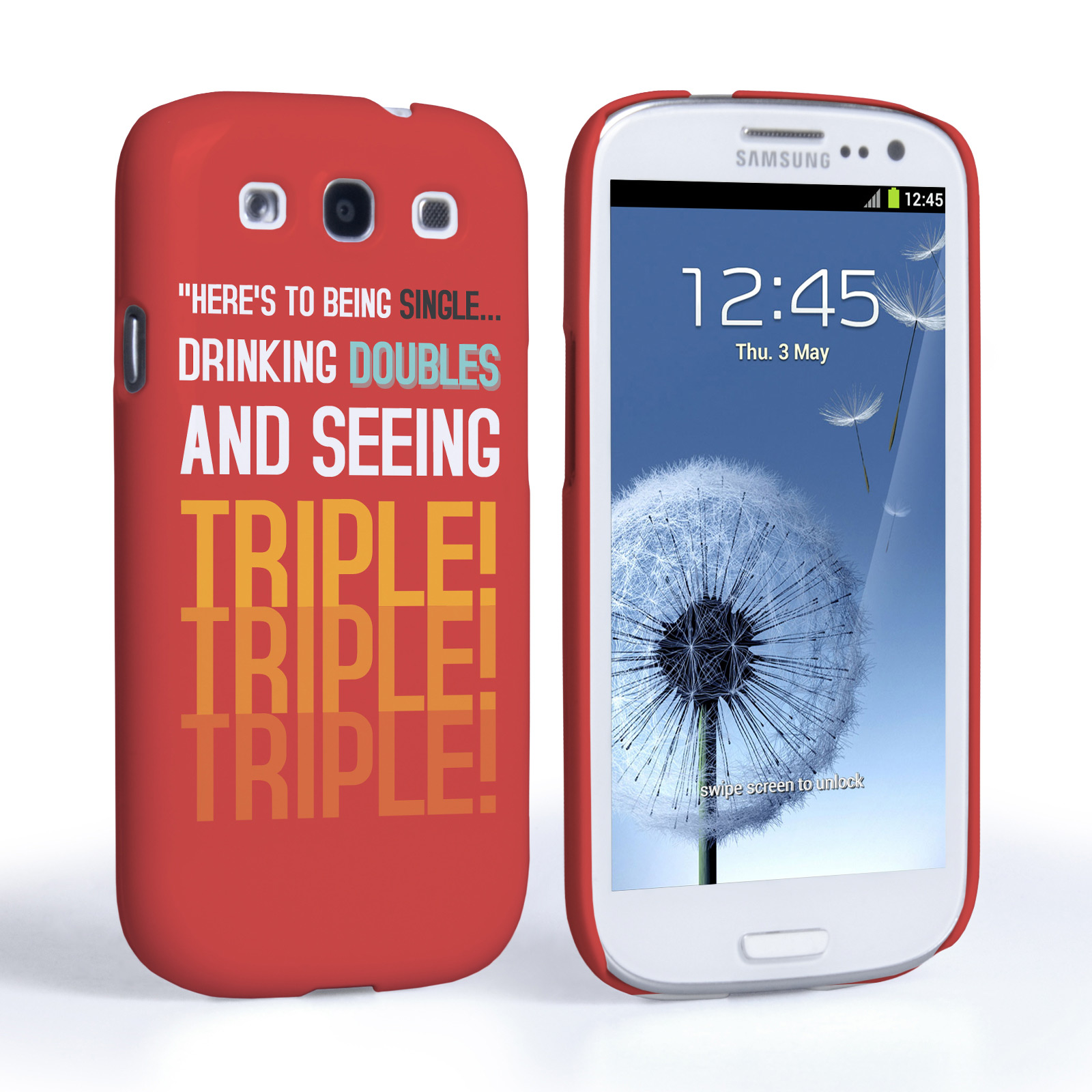 Caseflex Samsung Galaxy S3 Single, Double, Triple Quote Hard Case Red