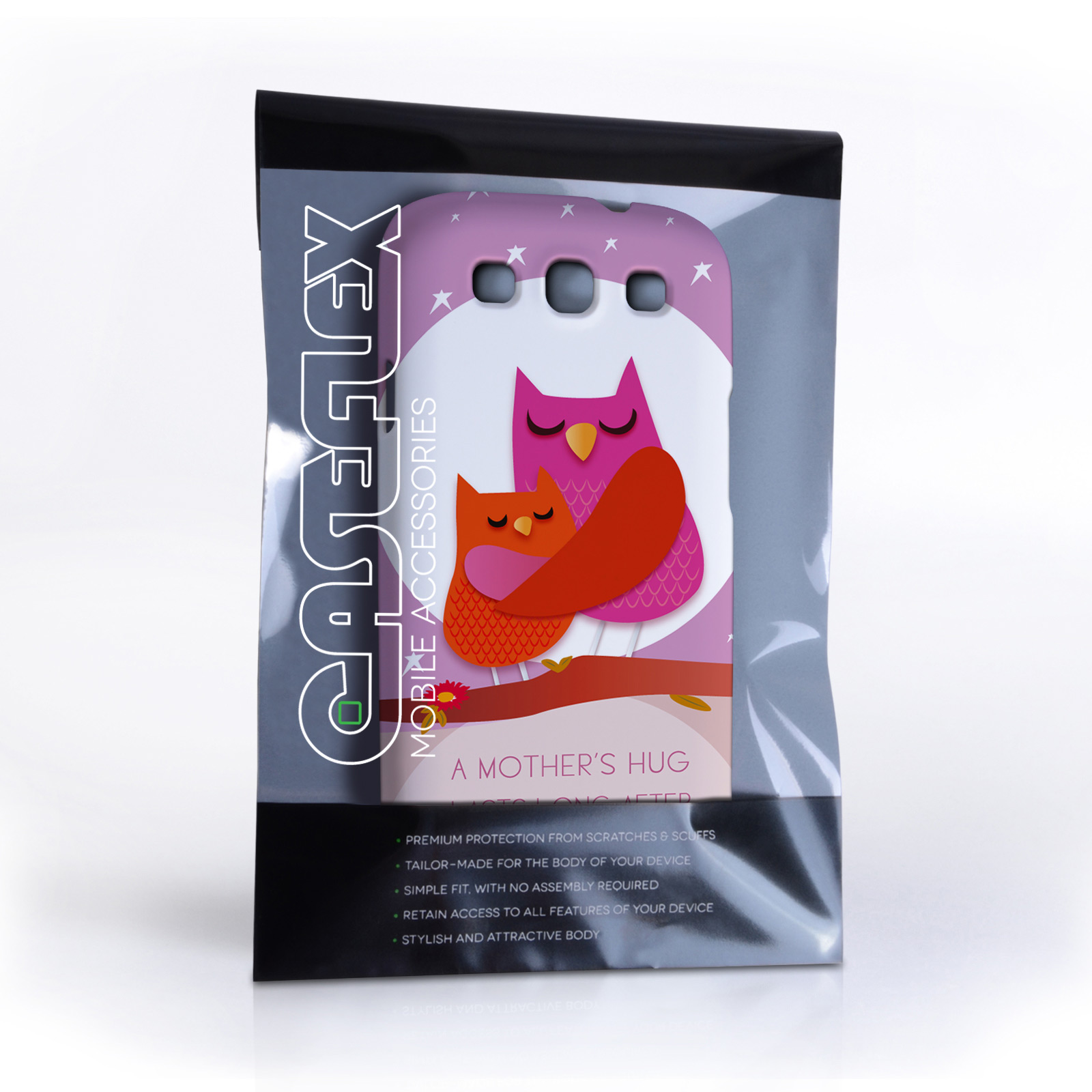 Caseflex Samsung Galaxy S3 Mummy Owl Hard Case – Purple and Pink