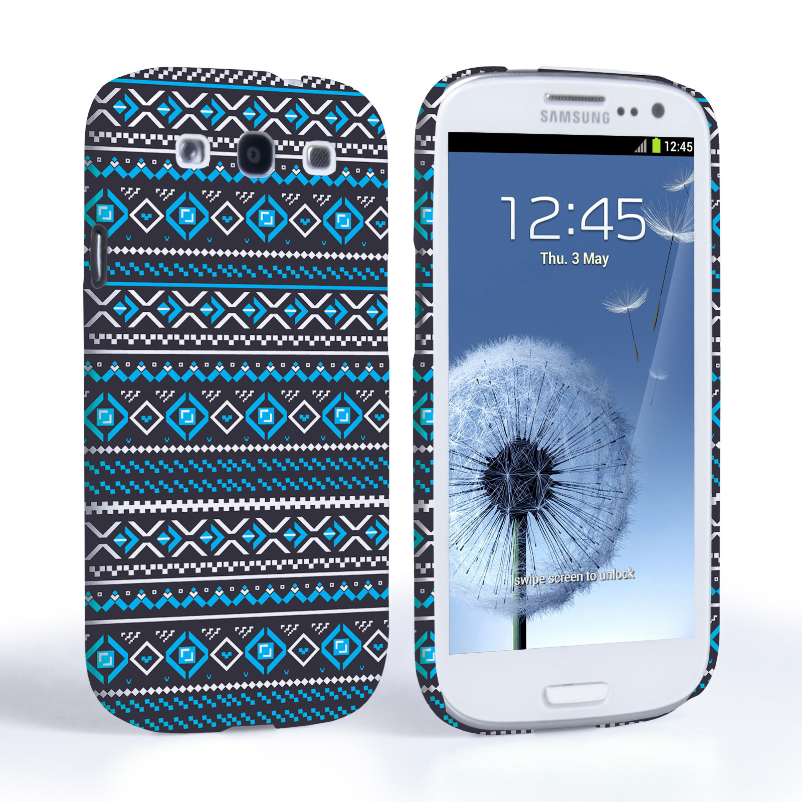 Caseflex Samsung Galaxy S3 Fairisle Case – Grey with Blue Background