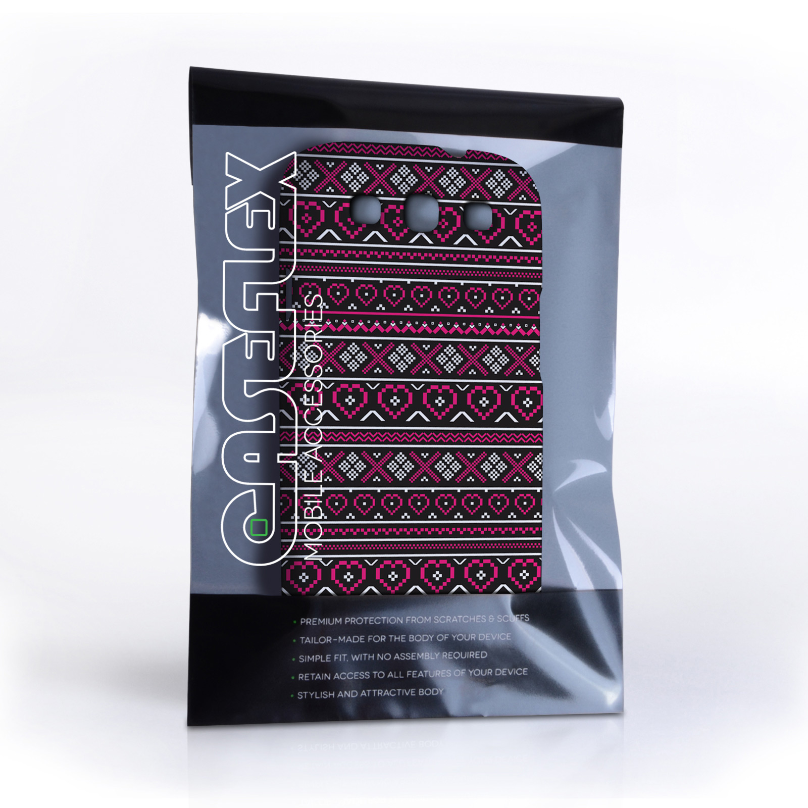 Caseflex Samsung Galaxy S3 Fairisle Case – Pink and Black