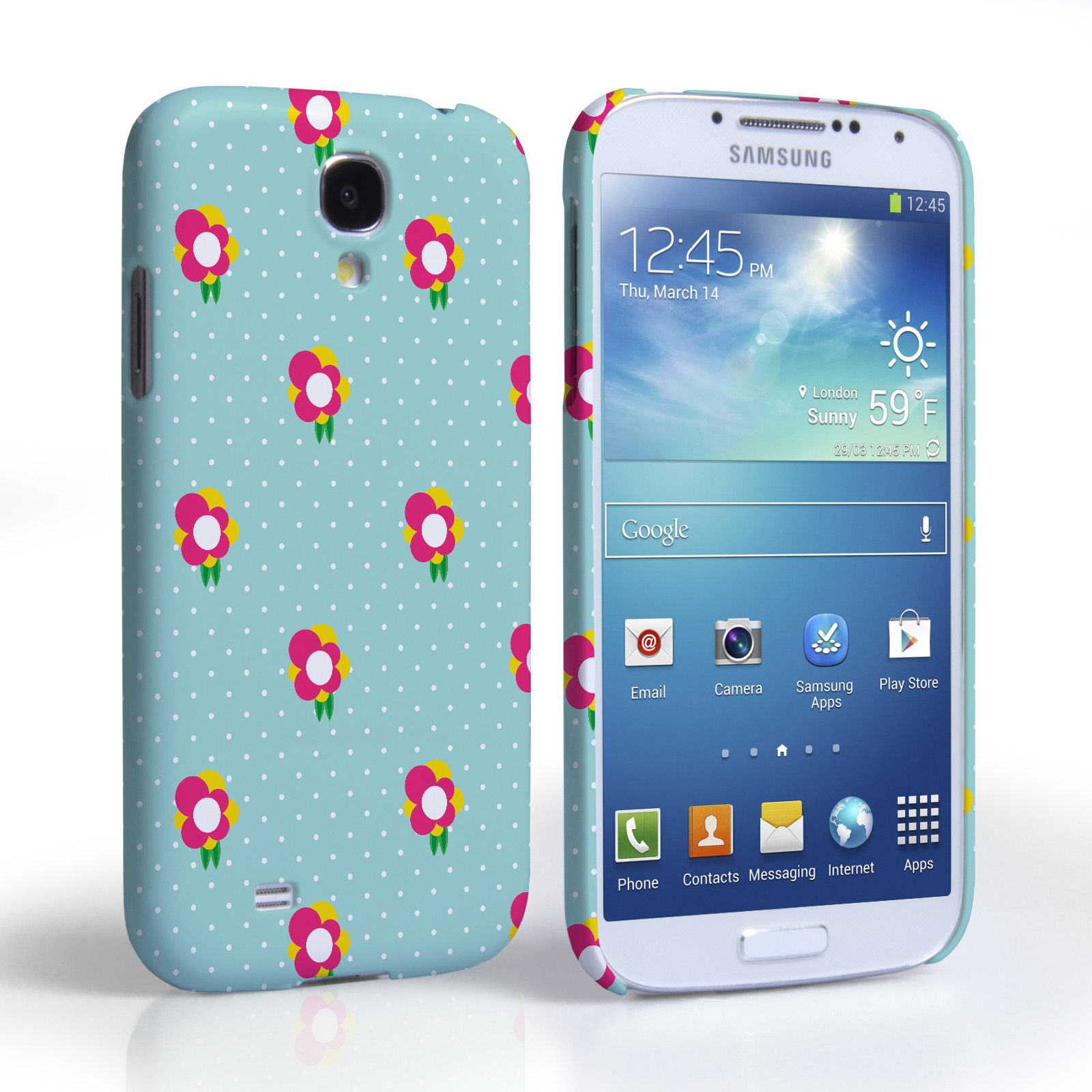 Caseflex Samsung Galaxy S4 Green/ Pink Dainty Dots And Flowers Hard Case