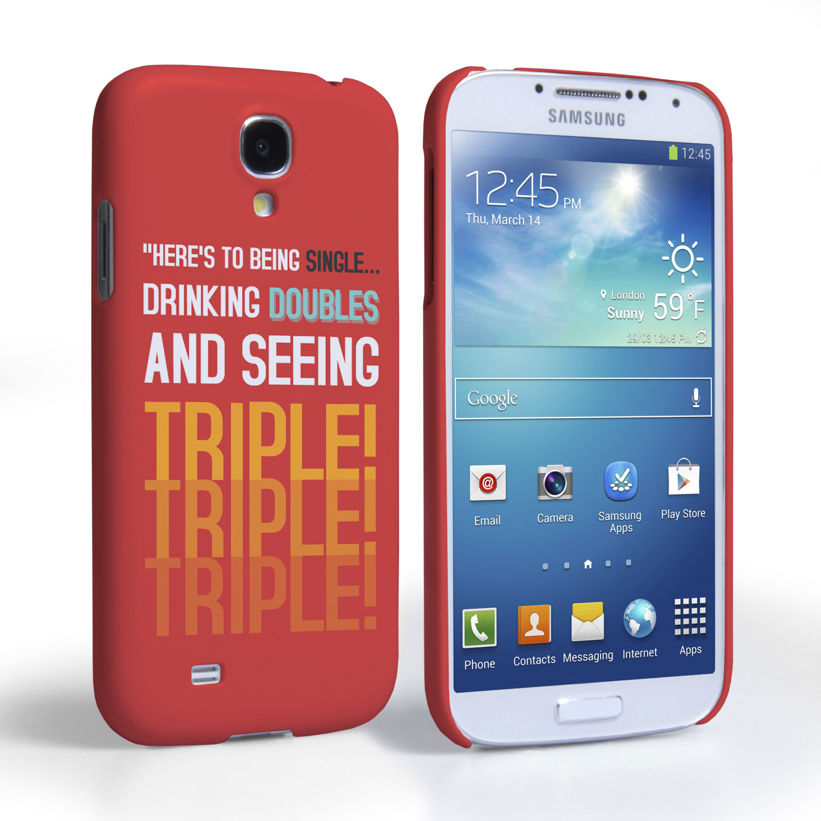 Caseflex Samsung Galaxy S4 Single, Double, Triple Quote Hard Case – Red