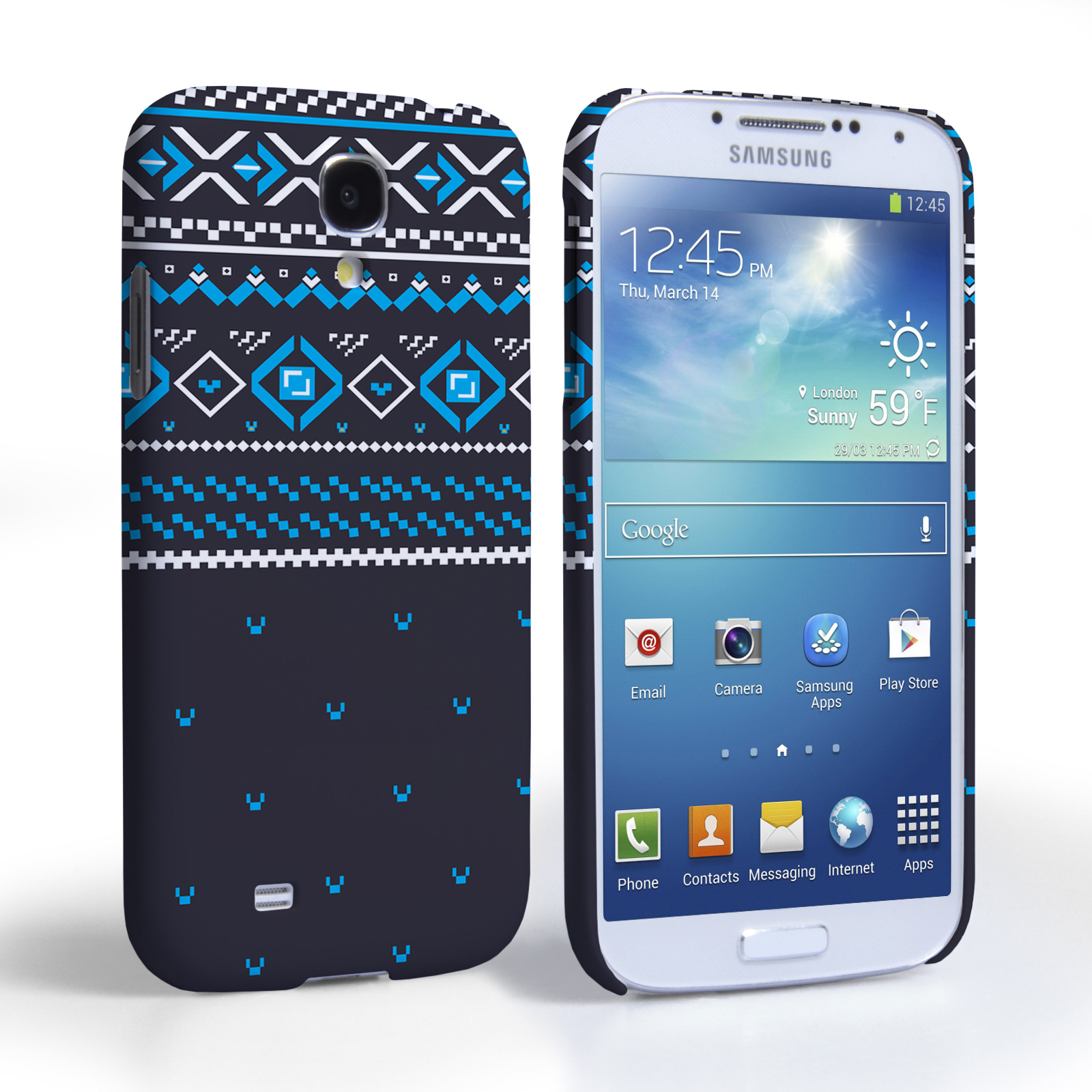 Caseflex Samsung Galaxy S4 Fairisle Case – Grey and Blue Half Pattern