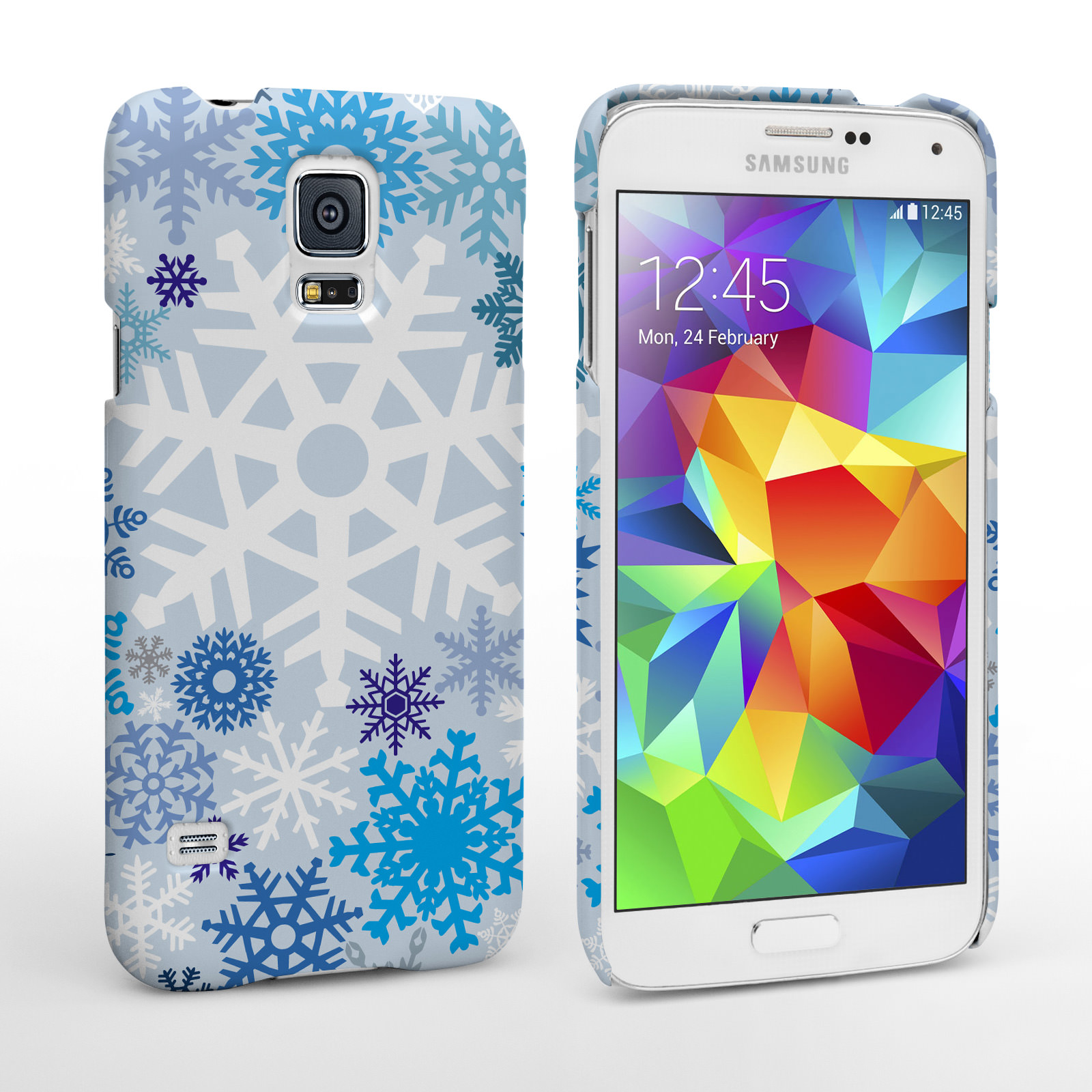 Caseflex Samsung Galaxy S5 Winter Christmas Snowflake Hard Case White / Blue