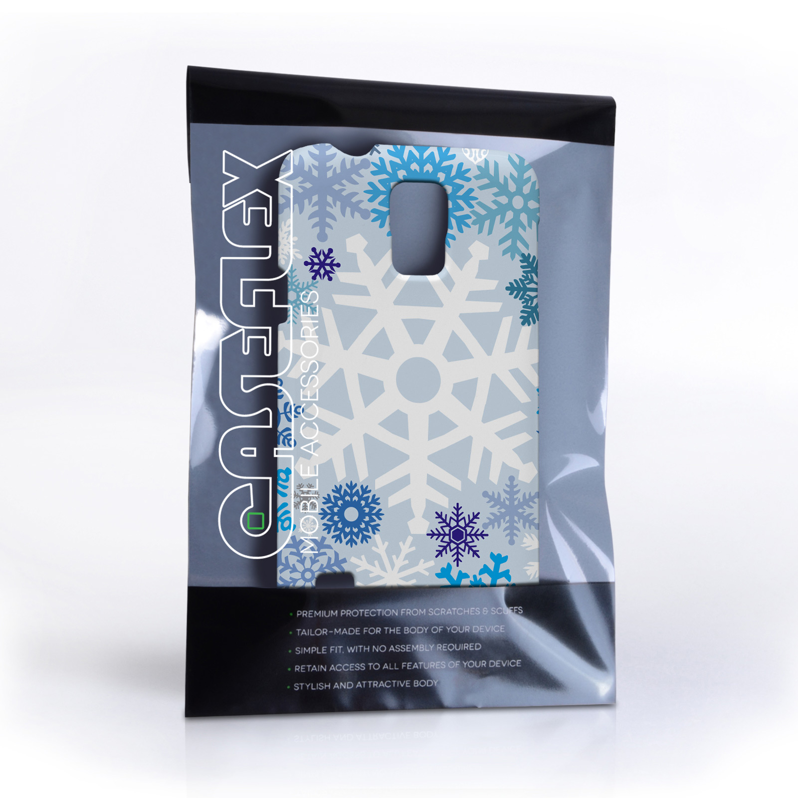 Caseflex Samsung Galaxy S5 Winter Christmas Snowflake Hard Case White / Blue