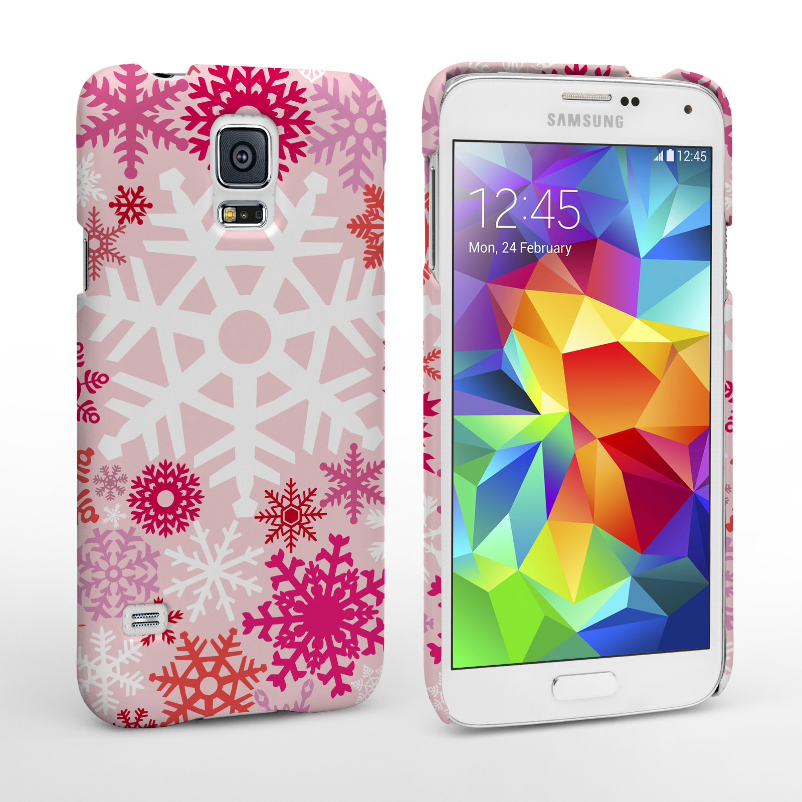 Caseflex Samsung Galaxy S5 Winter Christmas Snowflake Hard Case Red / Pink