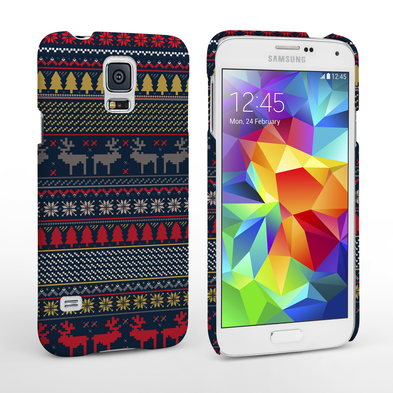 Caseflex Samsung Galaxy S5 Reindeer Christmas Jumper Hard Case Navy / Yellow