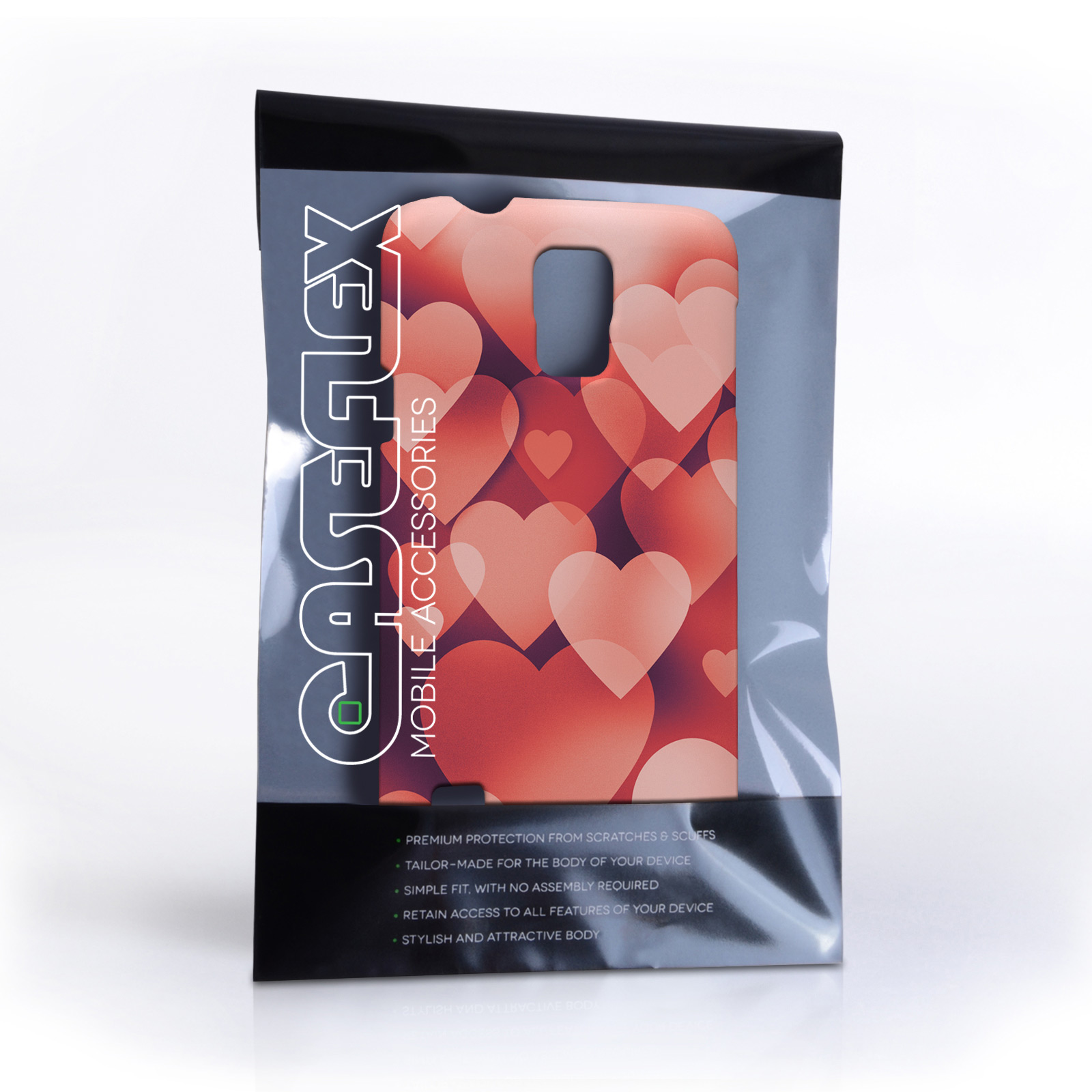 Caseflex Samsung Galaxy S5 Shimmering Hearts Case - Red