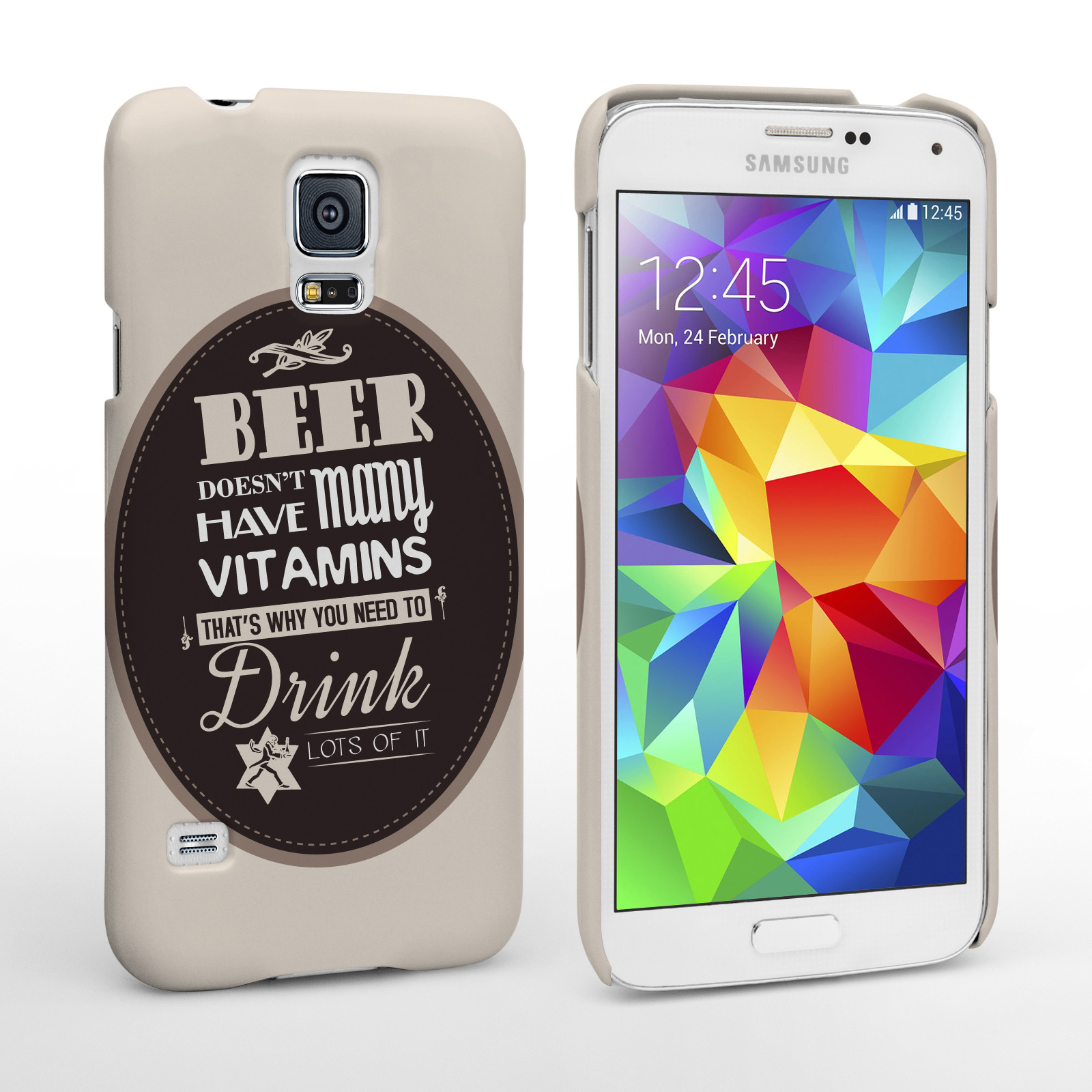 Caseflex Samsung Galaxy S5 Beer Label Quote Case – Brown