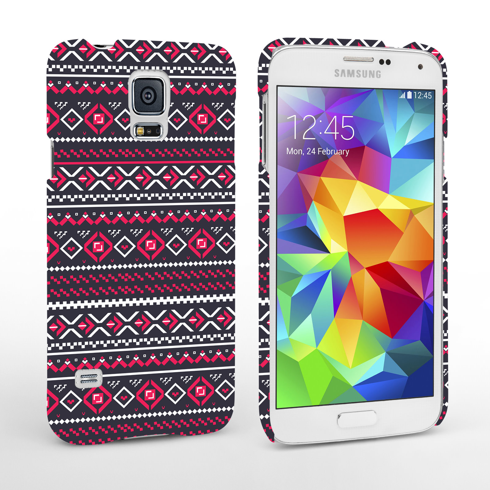 Caseflex Samsung Galaxy S5 Fairisle Case – Grey with Red Background