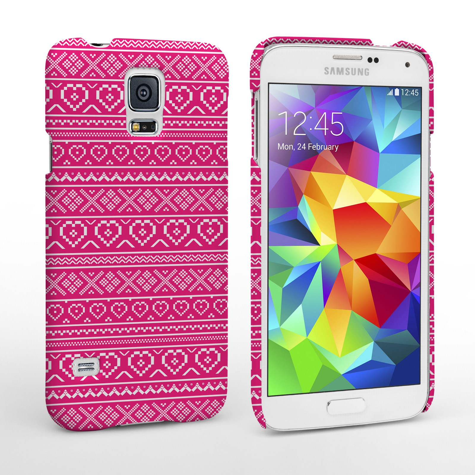 Caseflex Samsung Galaxy S5 Case Fair Isle Heart Case - Pink