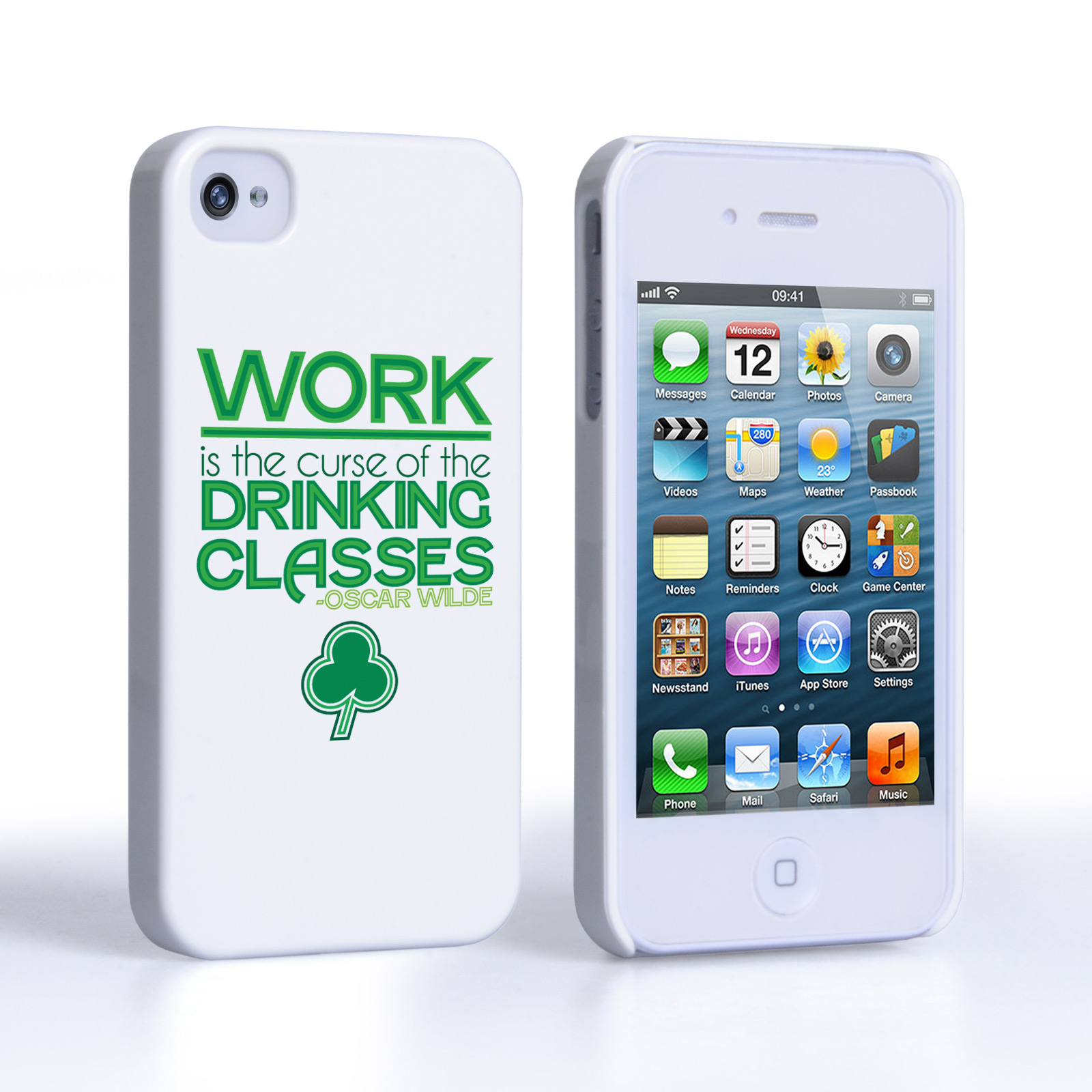 Caseflex iPhone 4 / 4S Wilde Drinking Classes Quote Hard Case – White and Green