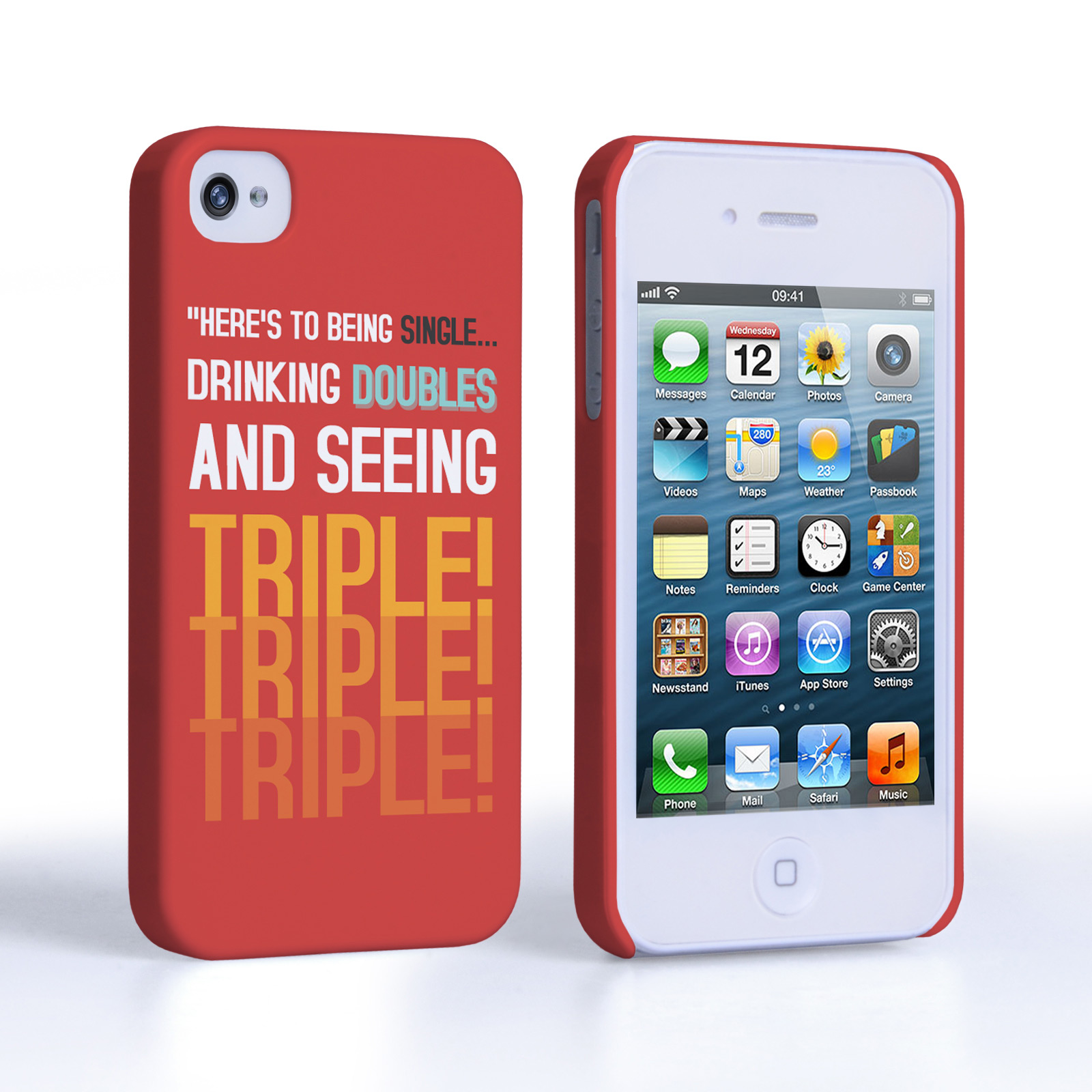 Caseflex iPhone 4 / 4S Single, Double, Triple Quote Hard Case – Red