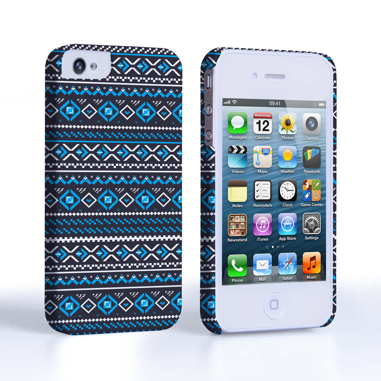 Caseflex iPhone 4/4S Fairisle Case – Grey with Blue Background