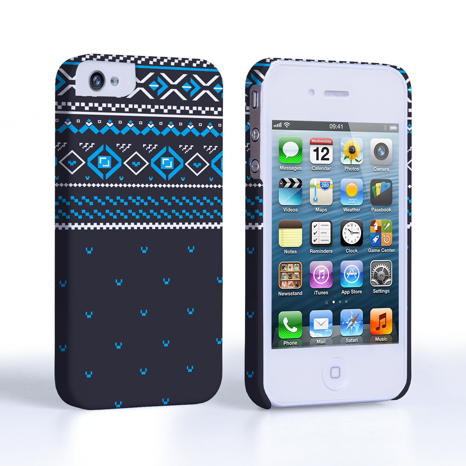 Caseflex iPhone 4/4S Fairisle Case – Grey and Blue Half Pattern