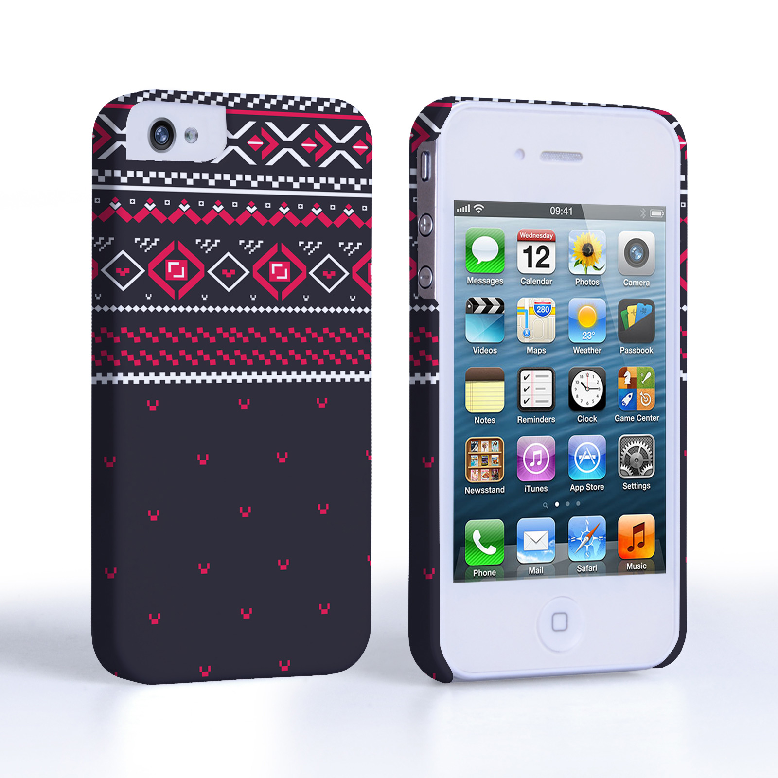 Caseflex iPhone 4/4S Fairisle Case – Grey and Red Half Pattern