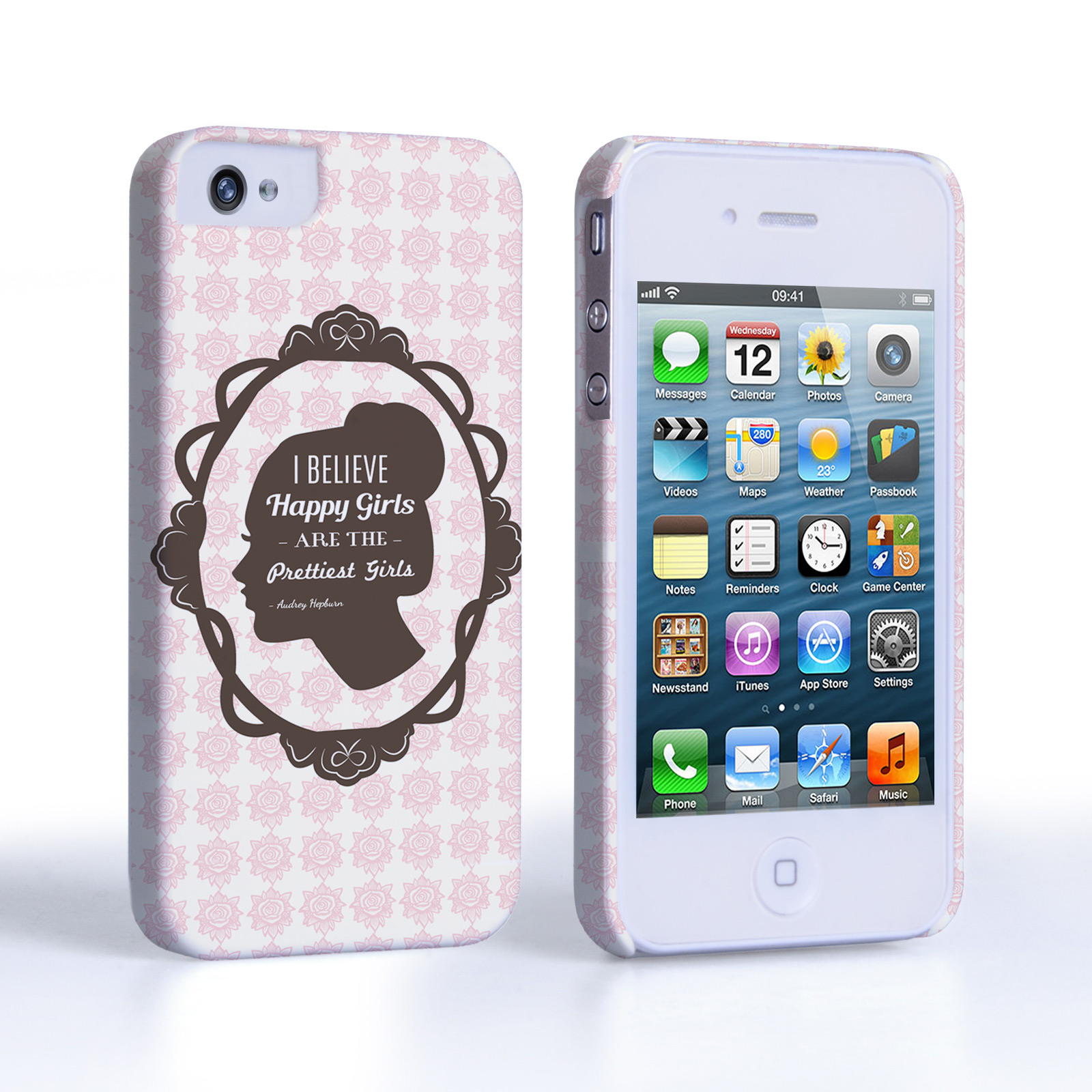 Caseflex iPhone 4/4s Audrey Hepburn ‘Happy Girls’ Quote Case