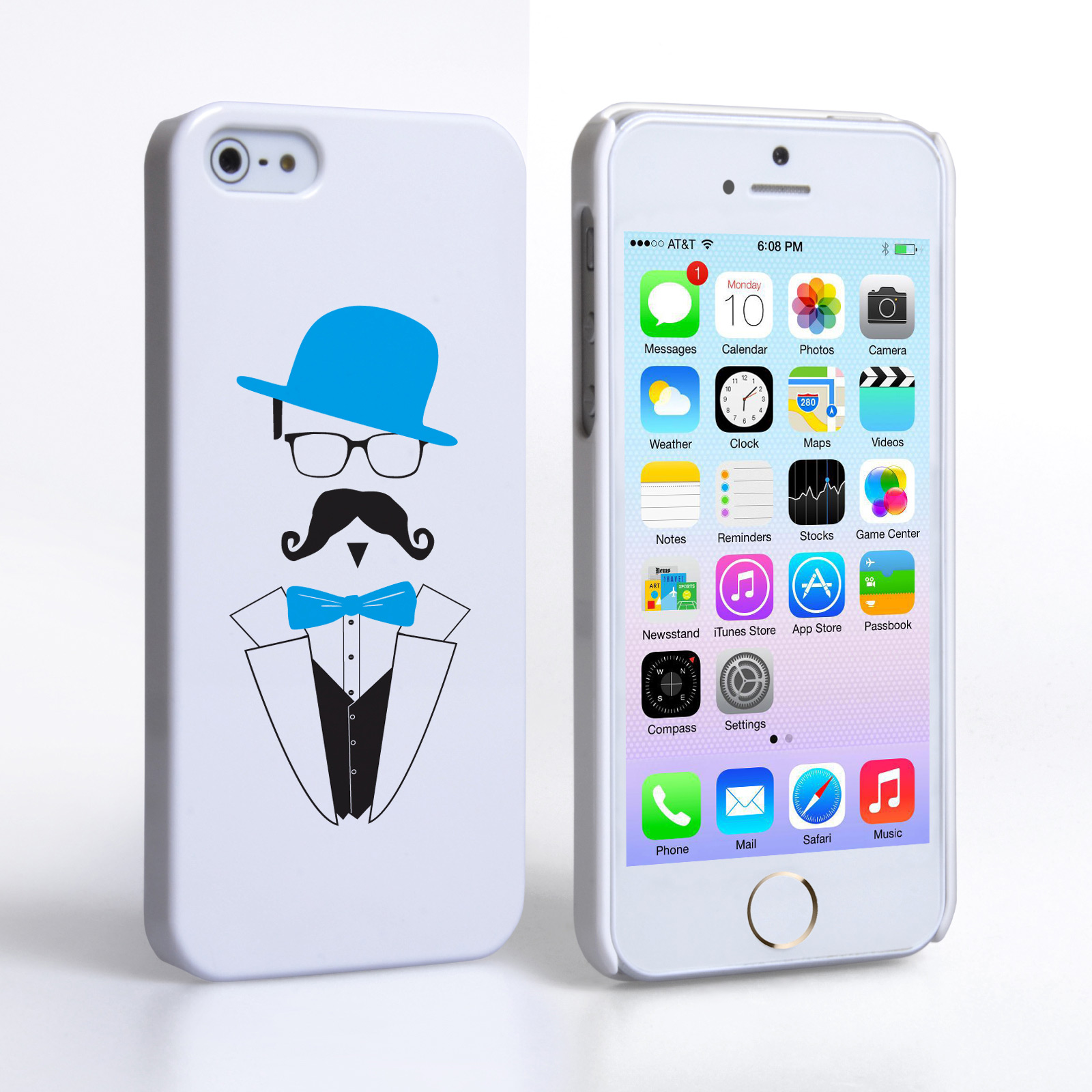 Caseflex iPhone 5 / 5S Mr Moustache Hard Case - Blue