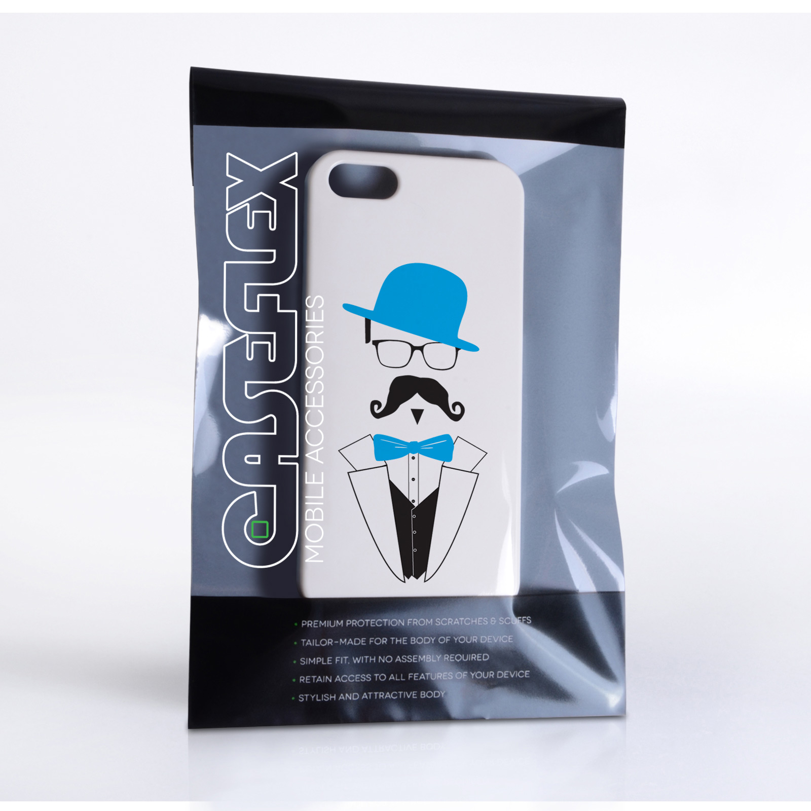 Caseflex iPhone 5 / 5S Mr Moustache Hard Case - Blue