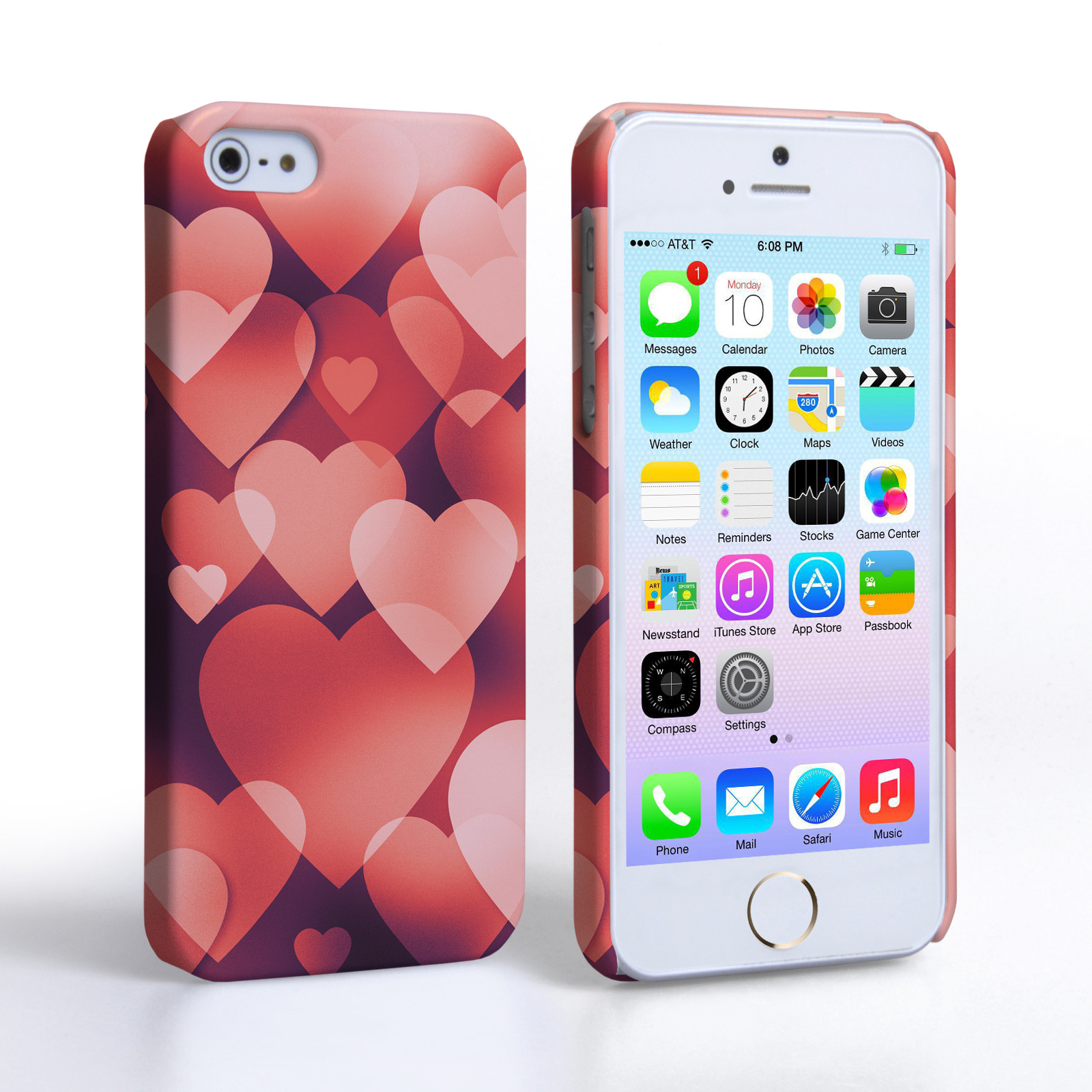Caseflex iPhone 5 / 5S Shimmering Hearts Case - Red
