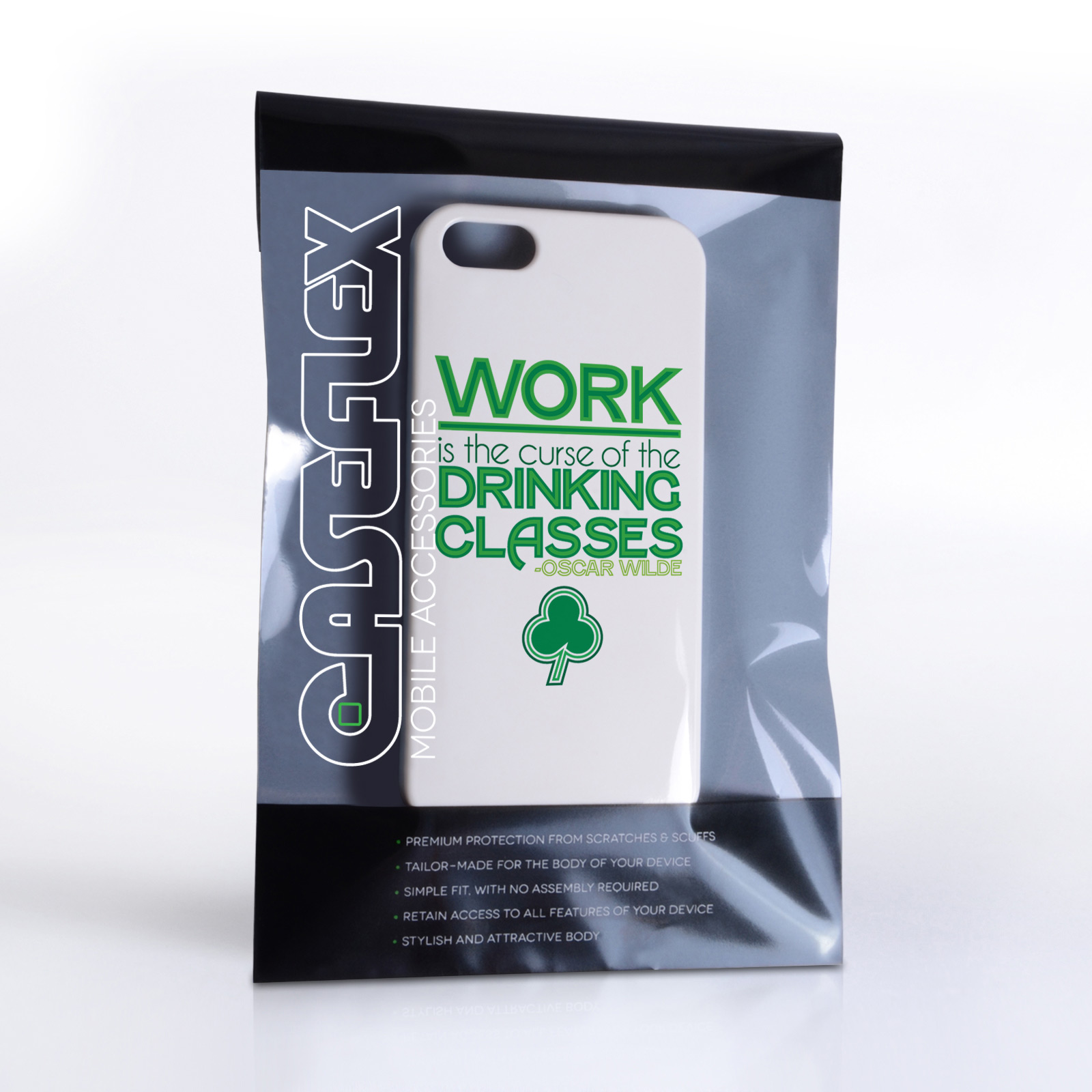 Caseflex iPhone 5 / 5S Wilde Drinking Classes Quote Hard Case – White and Green