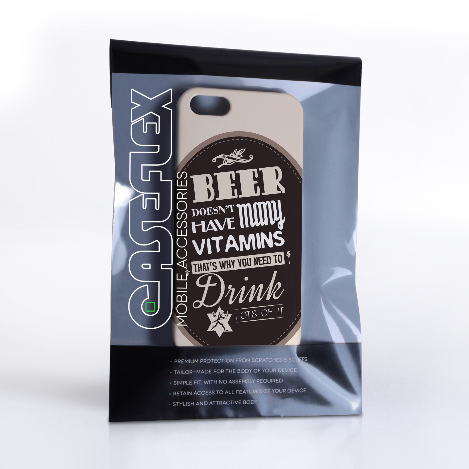 Caseflex iPhone 5 / 5S Beer Label Quote Hard Case – Brown
