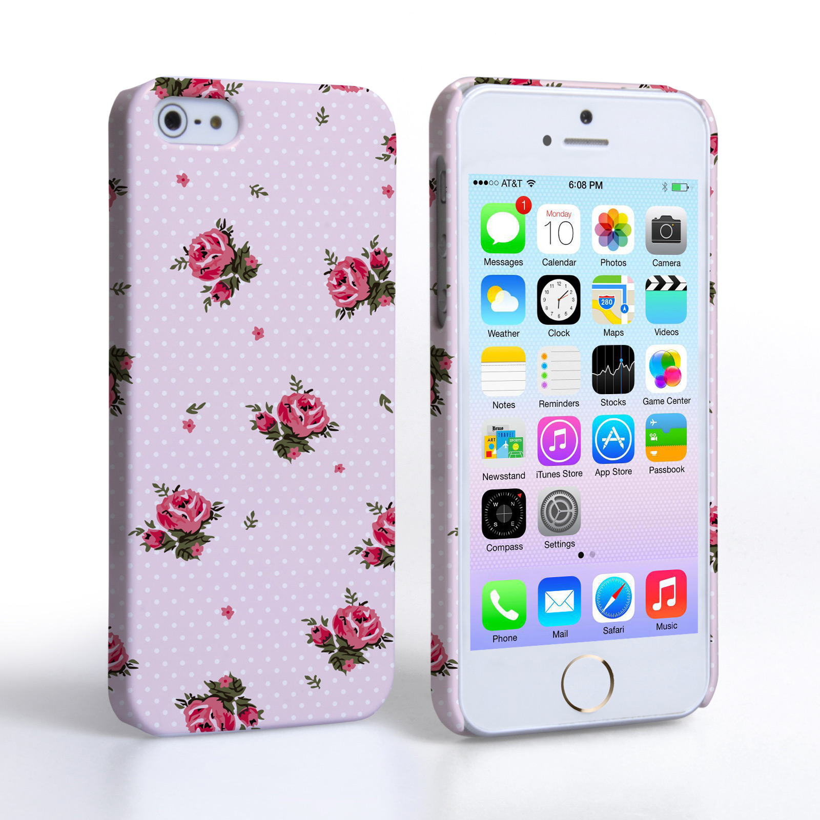 Caseflex iPhone 5 / 5S Vintage Roses Polka Dot Wallpaper Hard Case – Pink