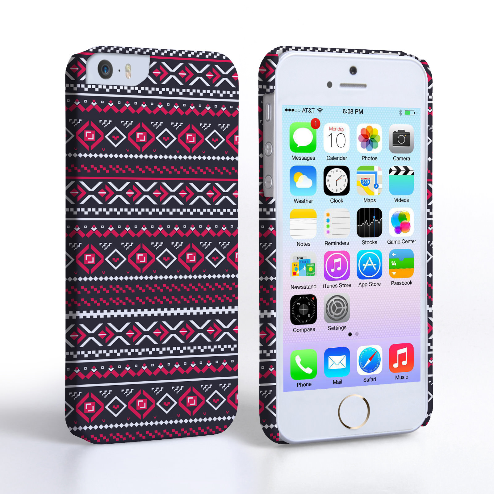 Caseflex iPhone 5/5S Fairisle Case – Grey with Red Background