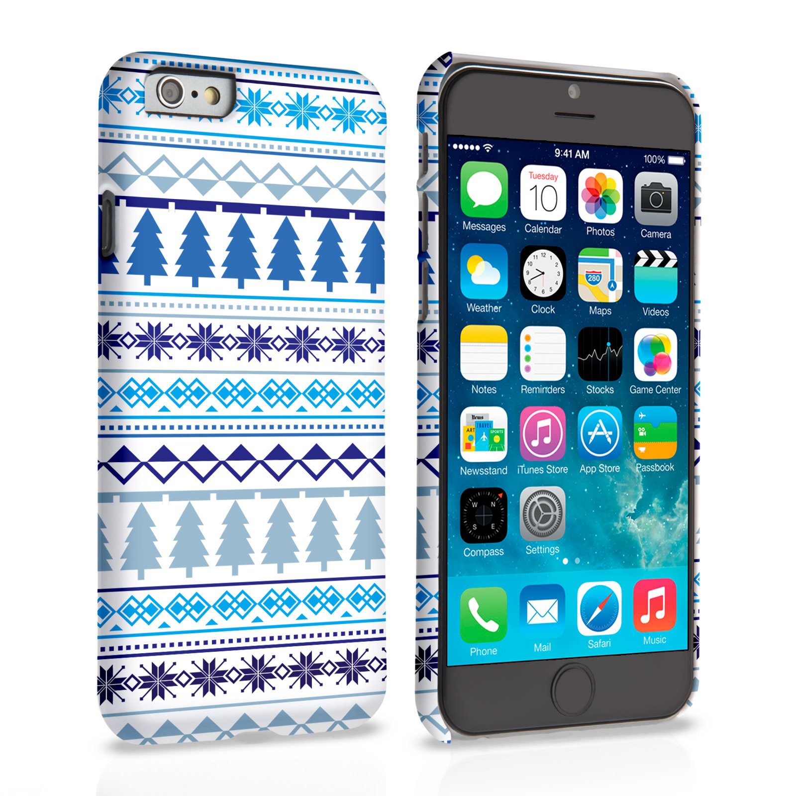 Caseflex iPhone 6 and 6s Fairisle Christmas Tree Hard  - White / Blue