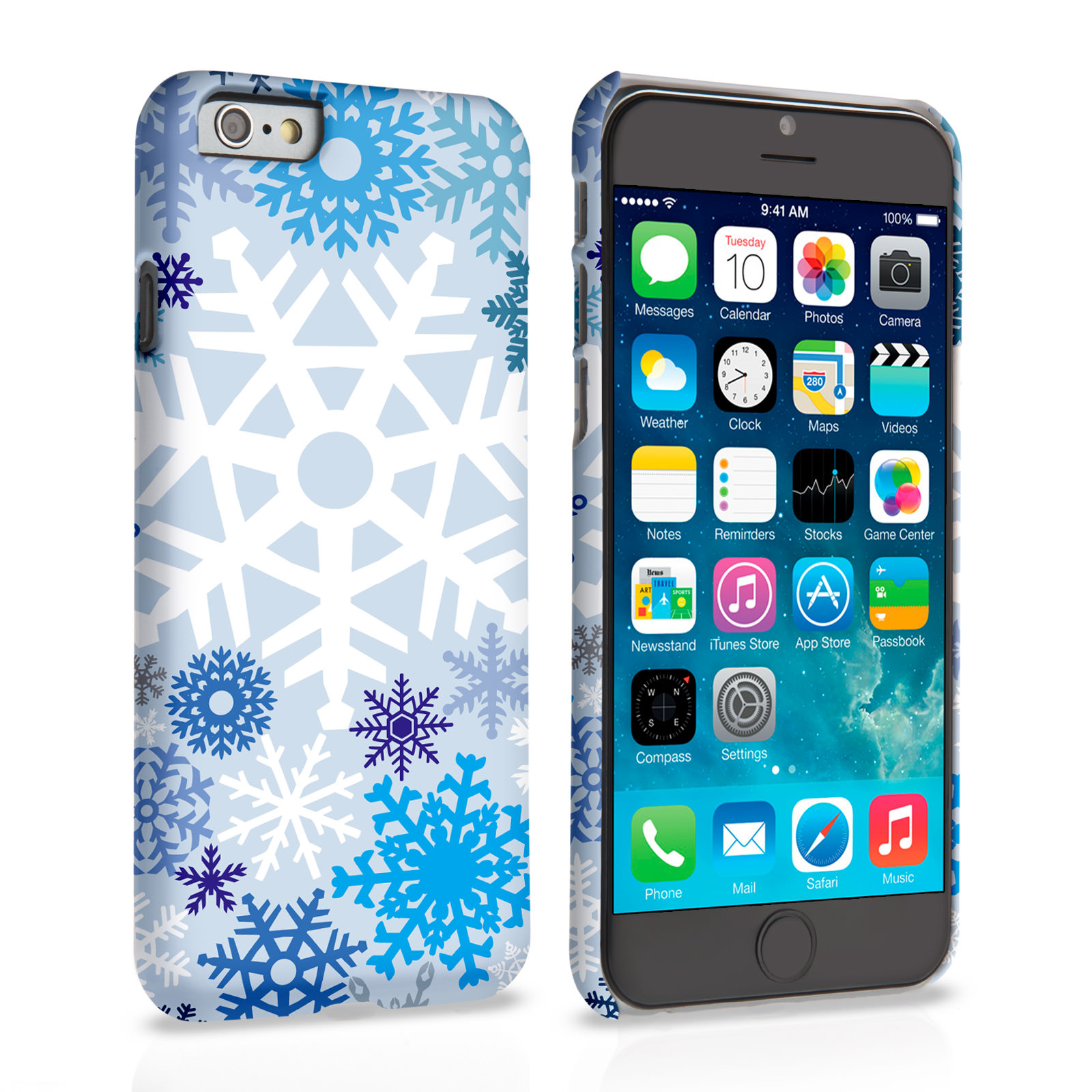 Caseflex iPhone 6 and 6s Winter Christmas Snowflake Hard Case - White / Blue