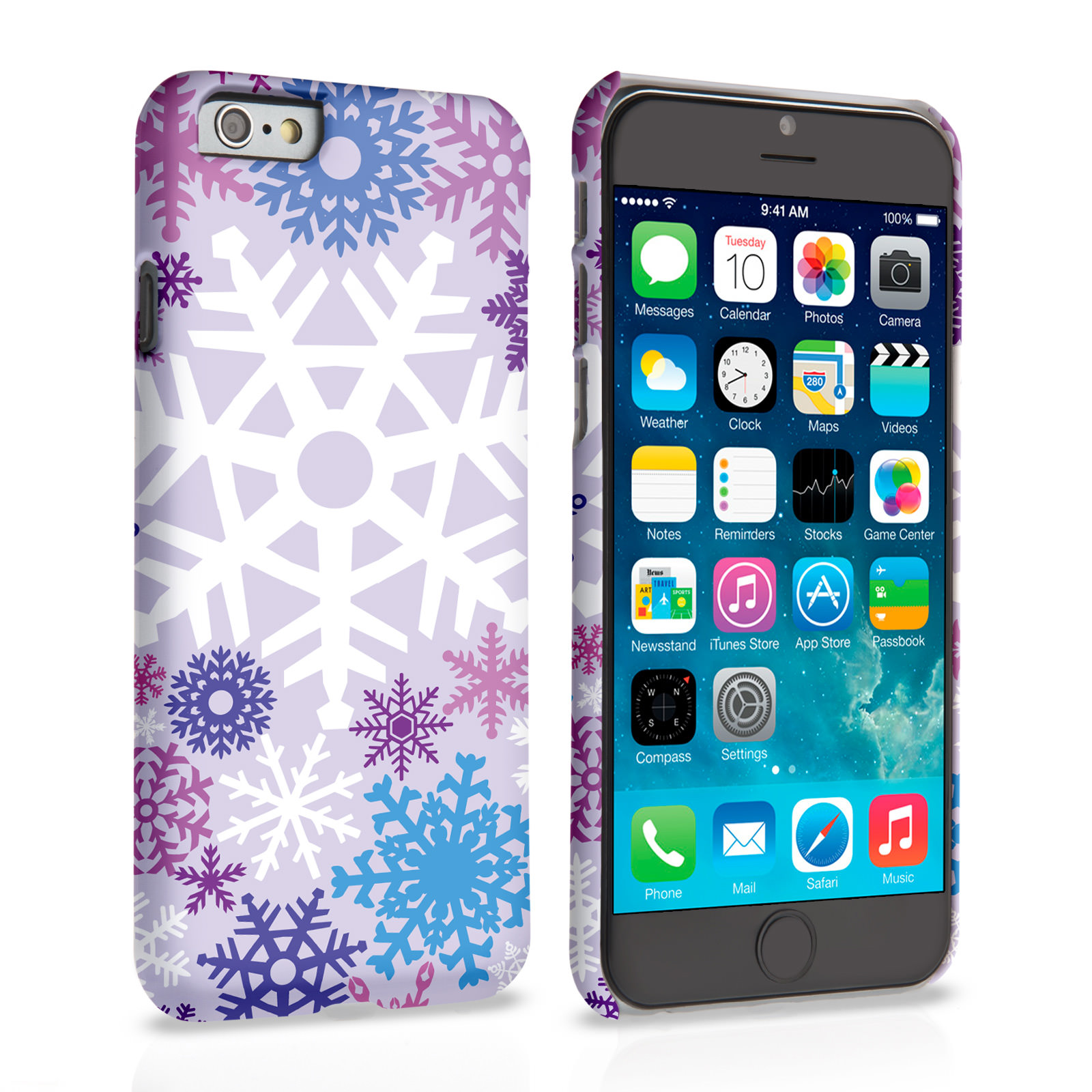 Caseflex iPhone 6 and 6s Winter Christmas Snowflake Hard Case - Purple / Blue