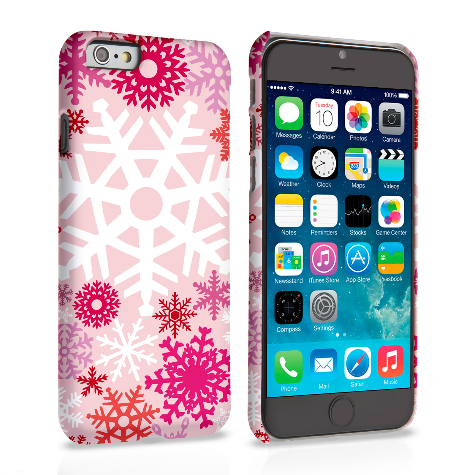 Caseflex iPhone 6 and 6s Winter Christmas Snowflake Hard Case - Red / Pink
