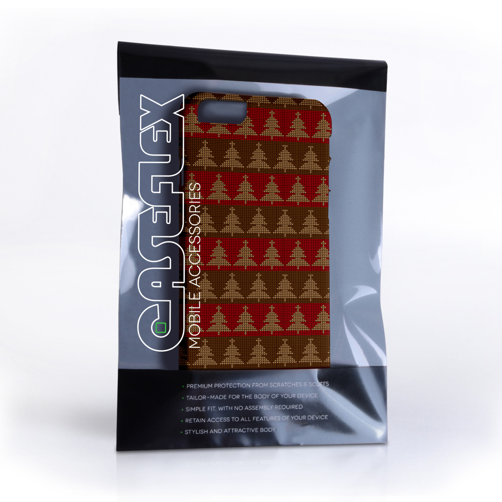 Caseflex iPhone 6 and 6s Christmas Tree Knit Jumper Hard Case - Brown / Red