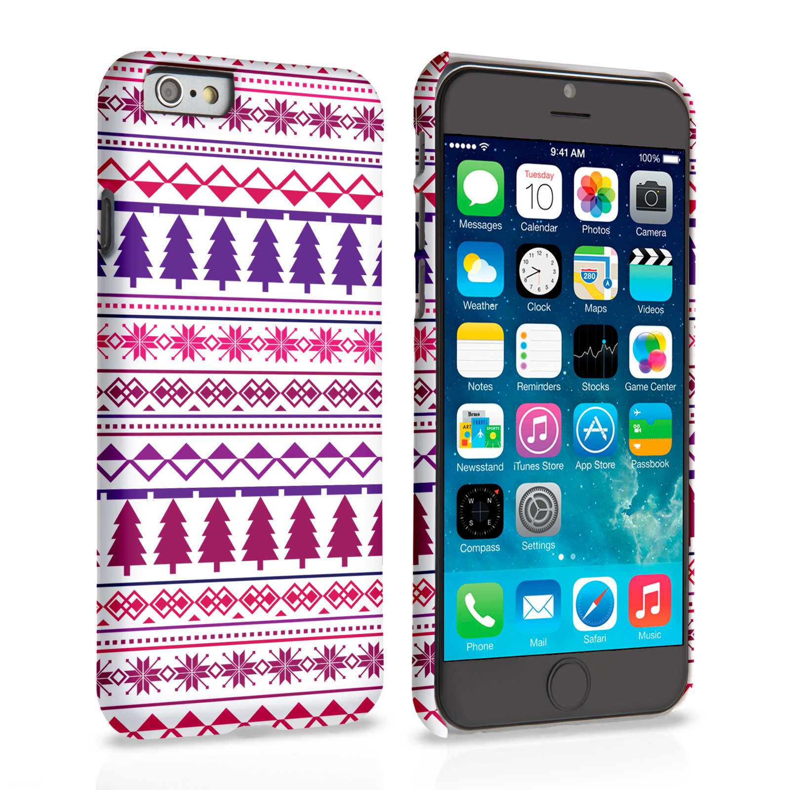 Caseflex iPhone 6 and 6s Christmas Tree Hard Case - Pink / Purple