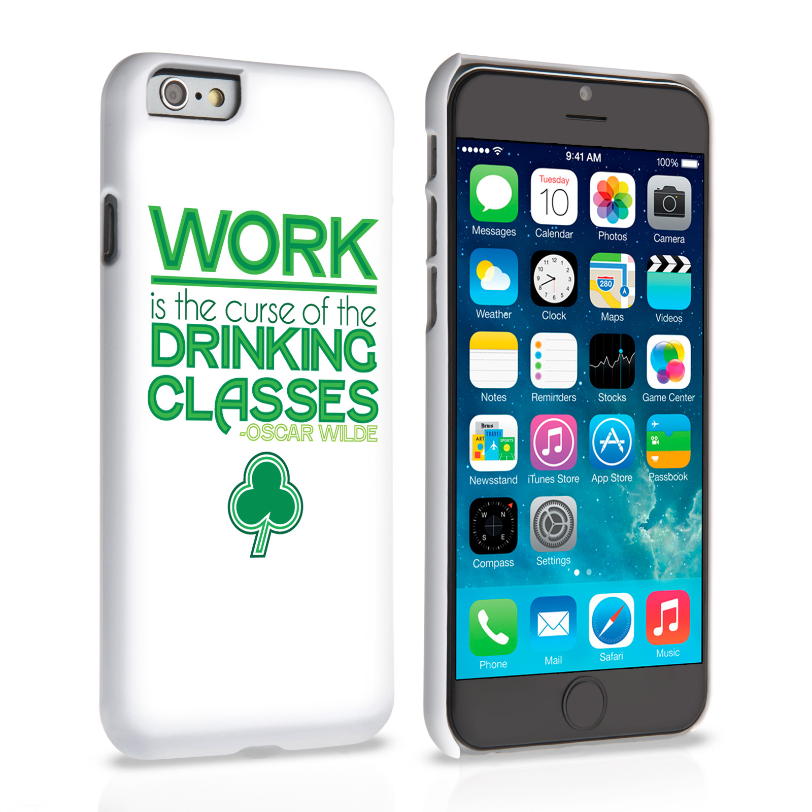 Caseflex iPhone 6 and 6s Wilde Drinking Classes Quote Hard Case – White and Green