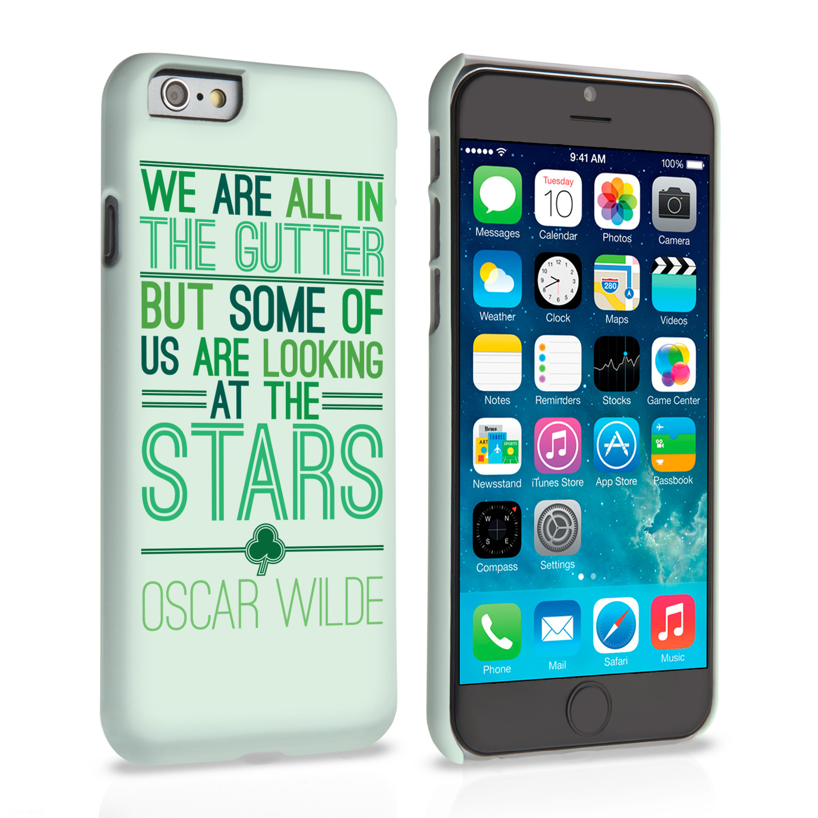 Caseflex iPhone 6 and 6s Wilde Stars Quote Hard Case – White and Green