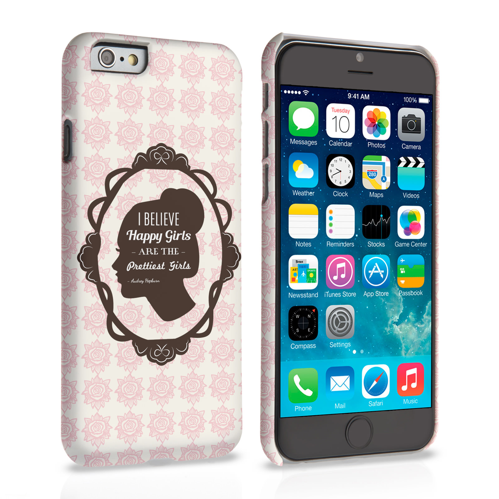 Caseflex iPhone 6 and 6s Audrey Hepburn ‘Happy Girls’ Quote Case