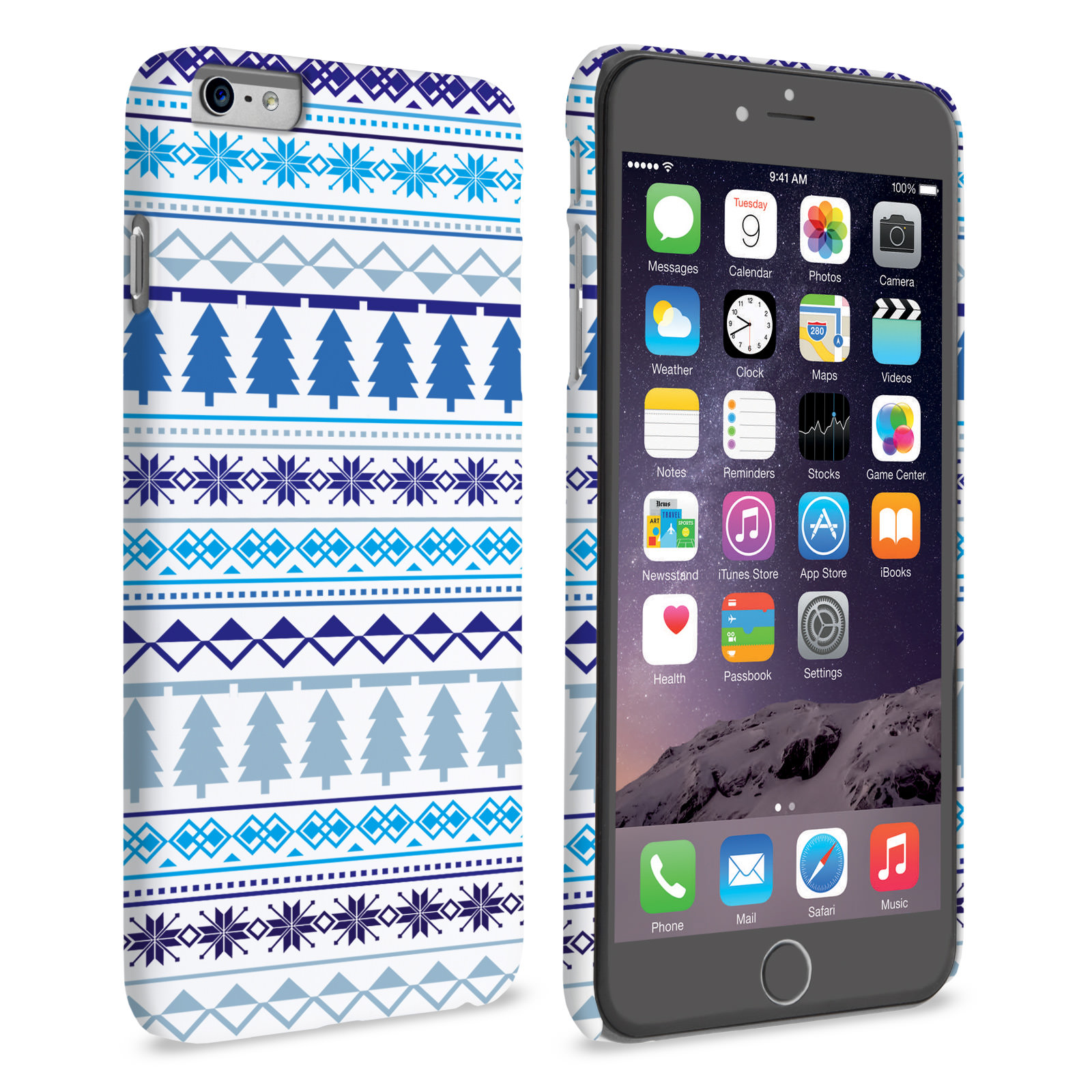 Caseflex iPhone 6 Plus and 6s Plus Fairisle Christmas Tree Hard  - White / Blue