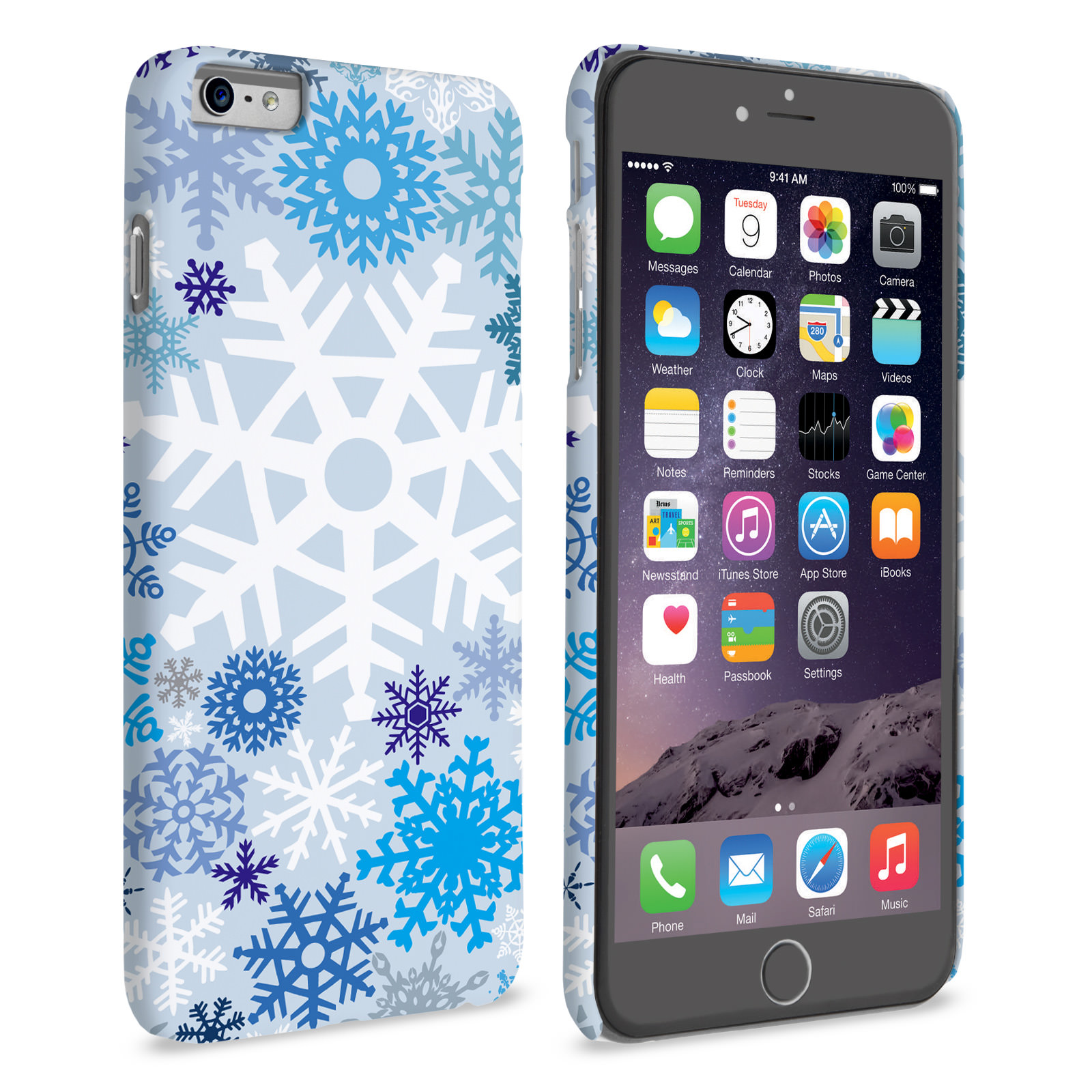 Caseflex iPhone 6 Plus and 6s Plus Winter Christmas Snowflake Hard Case - White / Blue