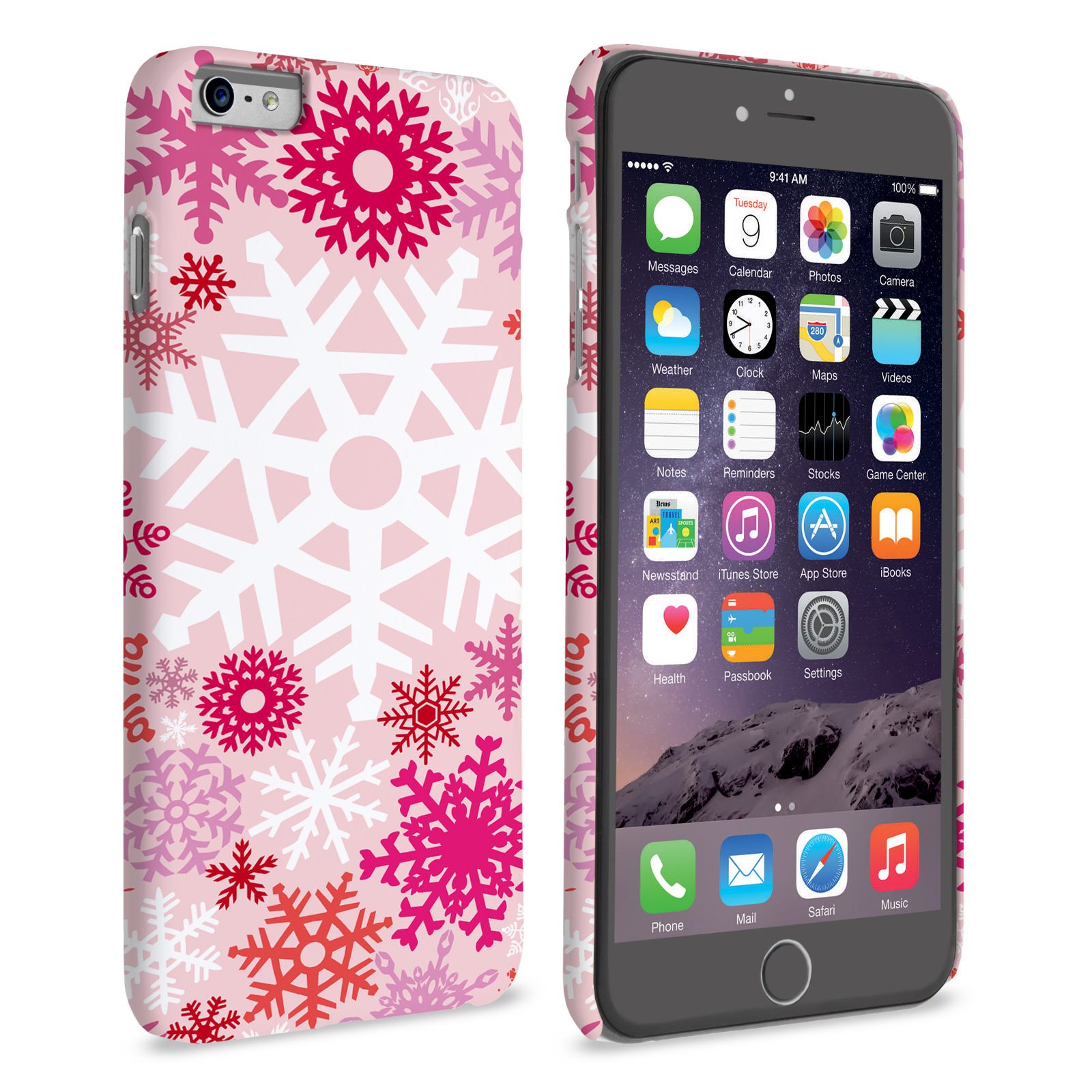 Caseflex iPhone 6 Plus and 6s Plus Winter Christmas Snowflake Hard Case - Red / Pink