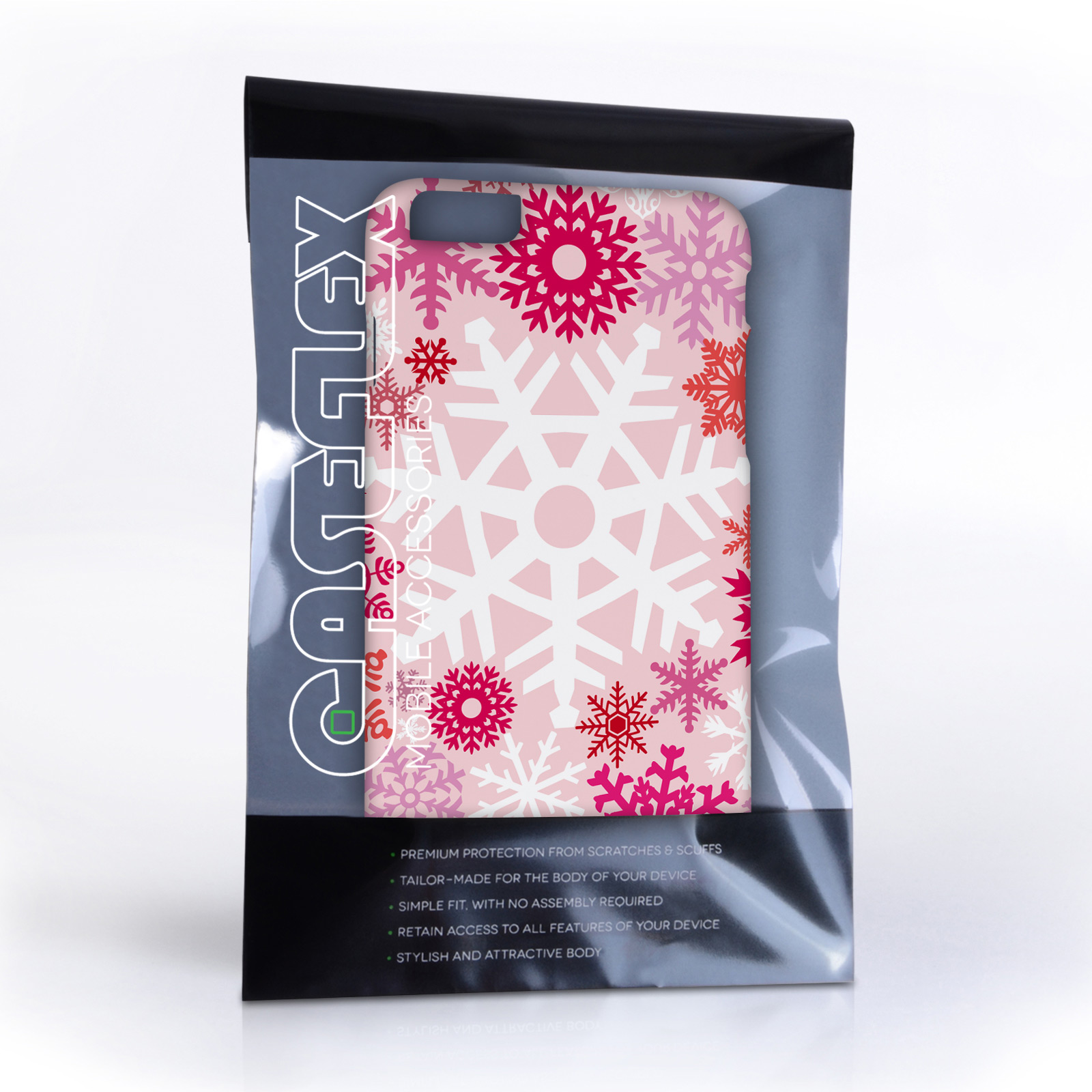 Caseflex iPhone 6 Plus and 6s Plus Winter Christmas Snowflake Hard Case - Red / Pink