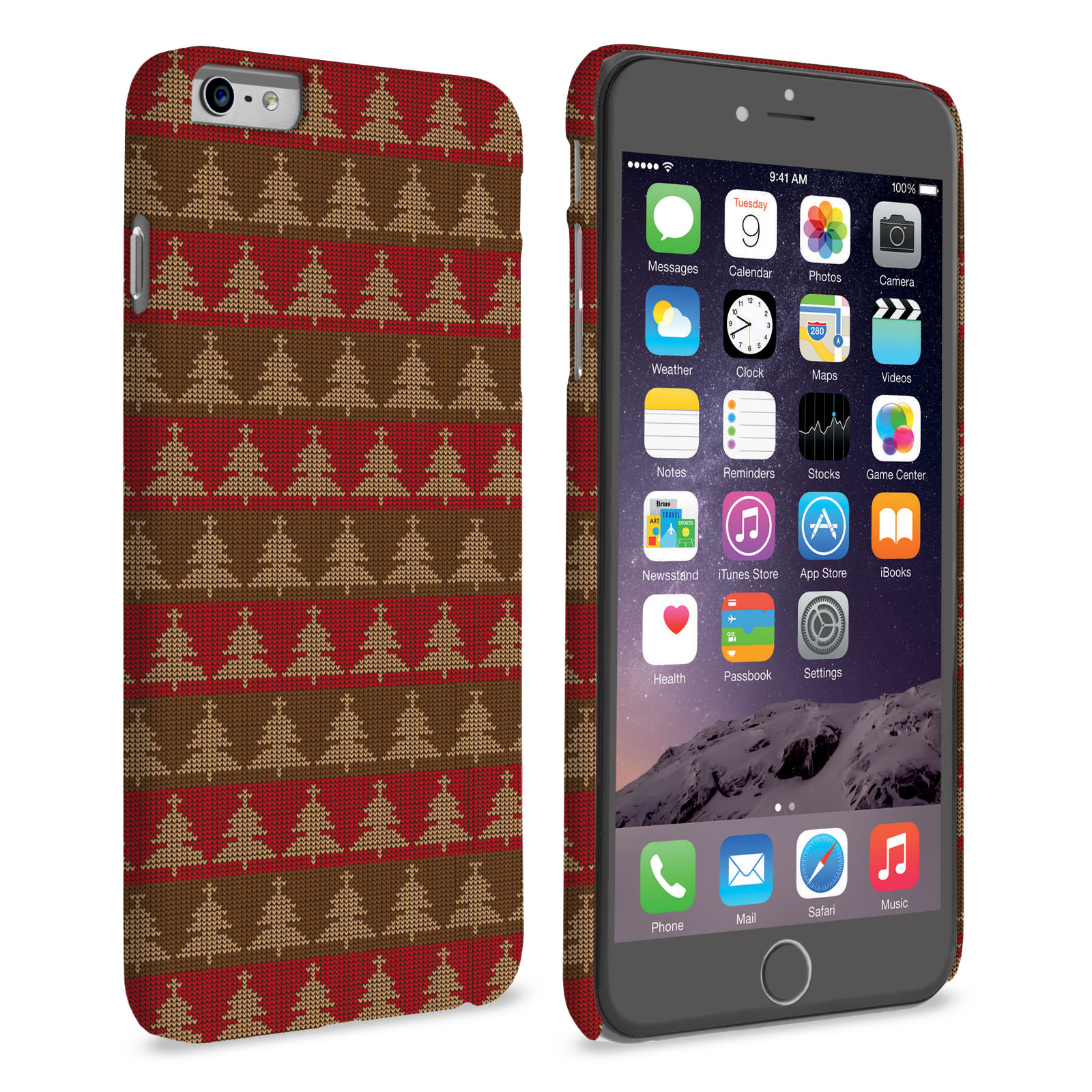 Caseflex iPhone 6 Plus and 6s Plus Christmas Tree Knit Jumper Hard Case - Brown / Red