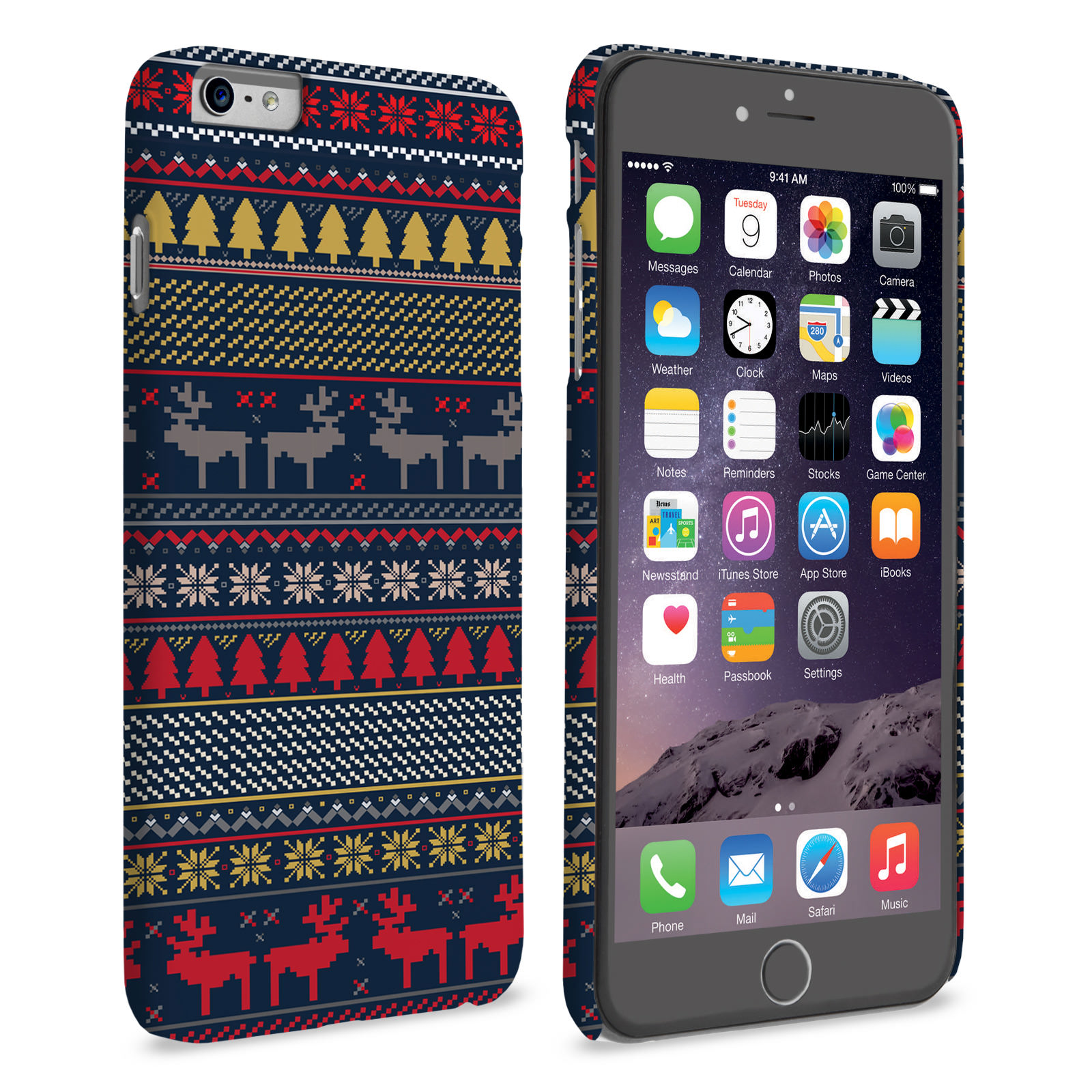Caseflex iPhone 6 Plus and 6s Plus Reindeer Christmas Jumper Hard Case - Navy / Yellow