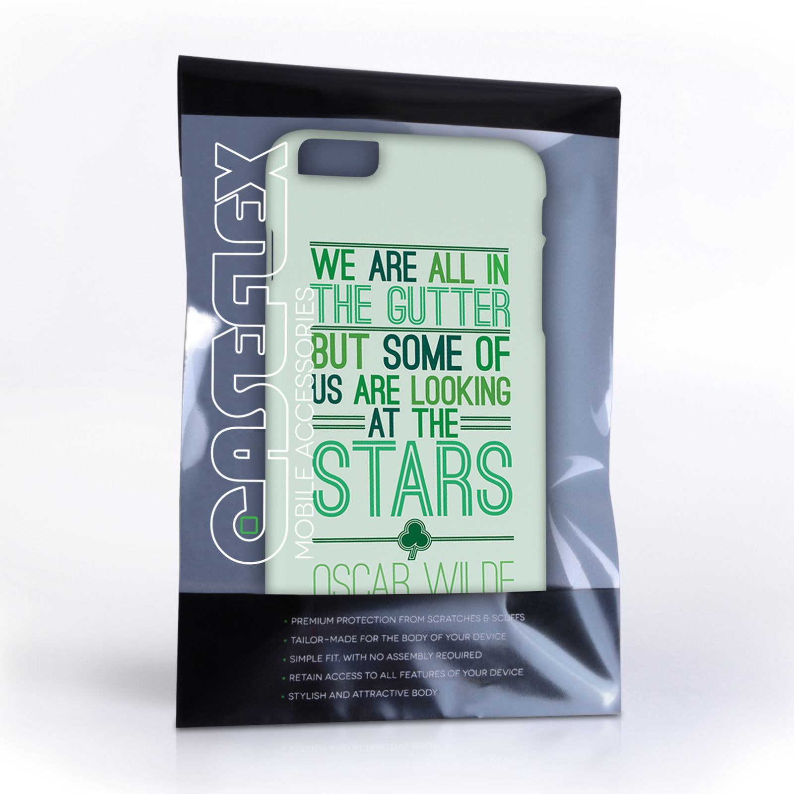 Caseflex iPhone 6 Plus and 6s Plus Wilde Stars Quote Hard Case – White and Green