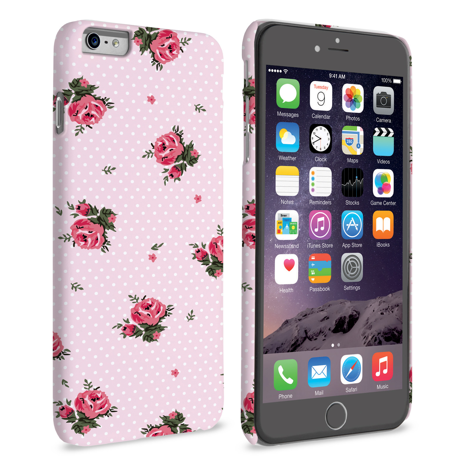 Caseflex iPhone 6 and 6s Plus Vintage Roses Polka Dot Wallpaper Hard Case – Pink