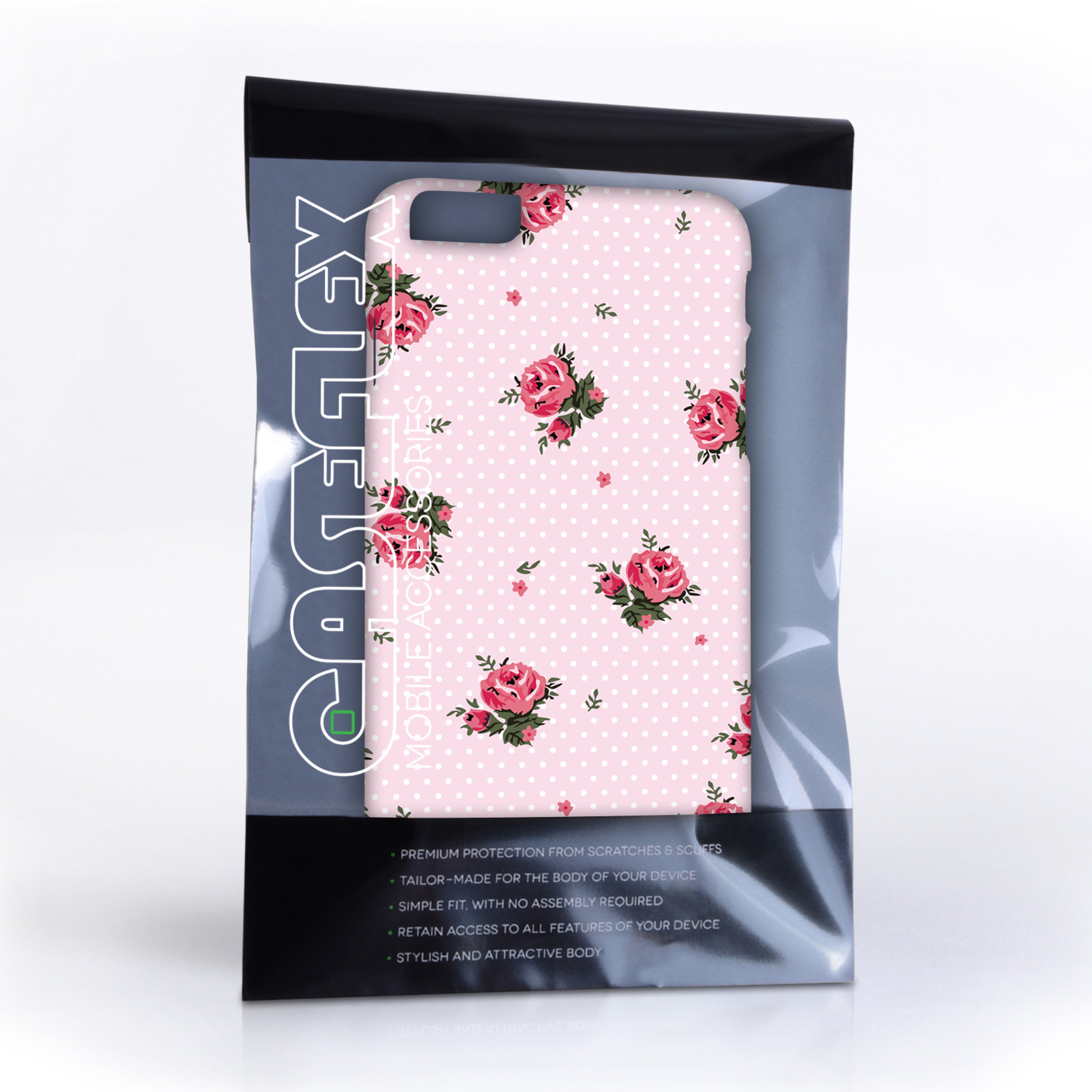 Caseflex iPhone 6 and 6s Plus Vintage Roses Polka Dot Wallpaper Hard Case – Pink