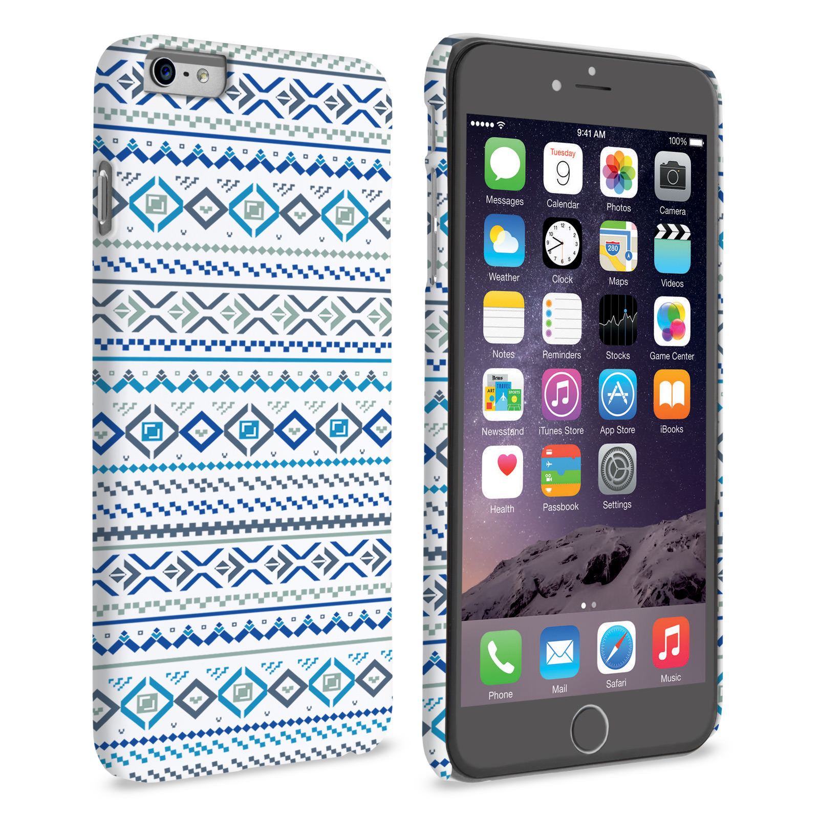Caseflex iPhone 6 and 6s Plus Fairisle Case – Blue with White Background
